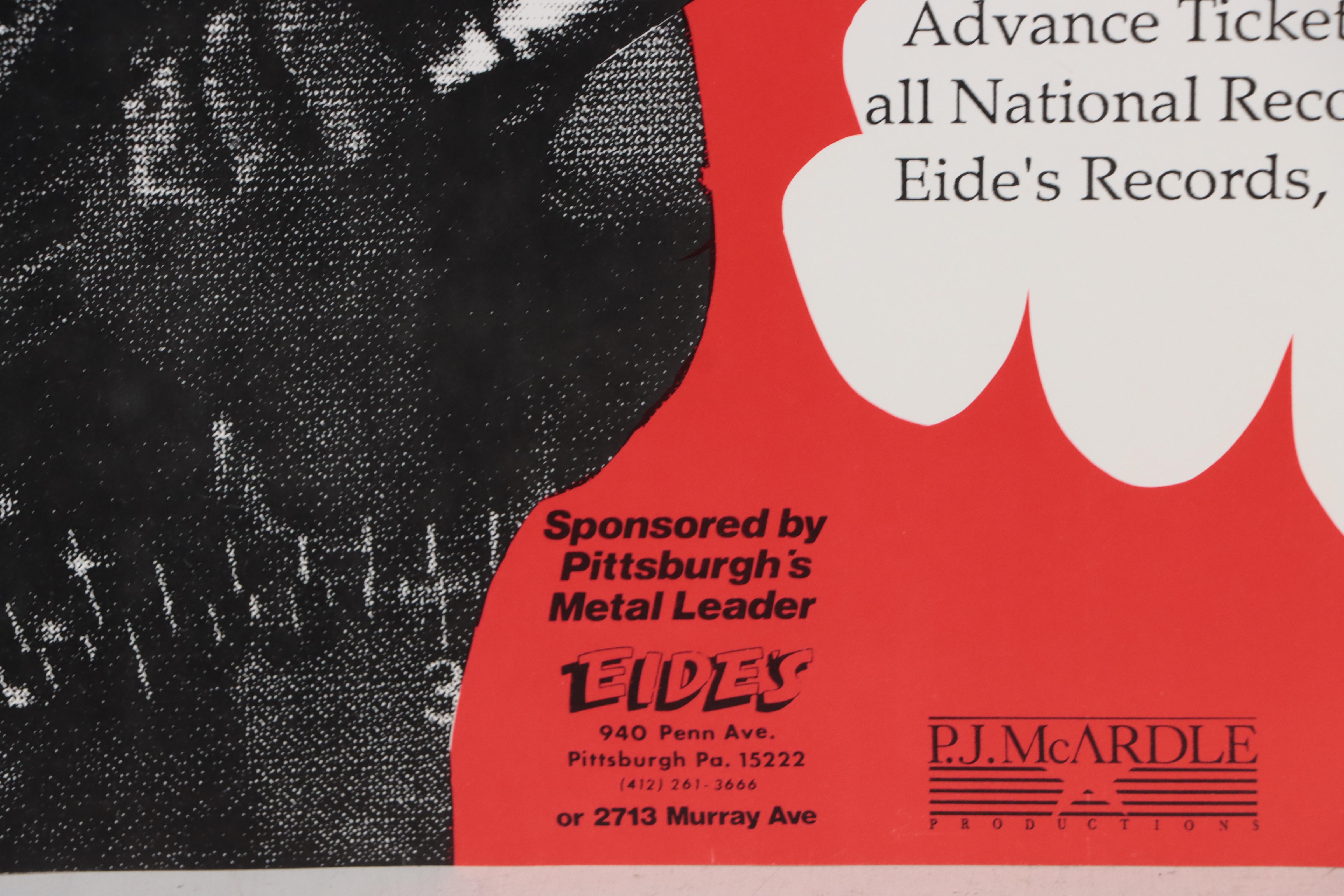 1988 Megadeth Pittsburgh Concert Poster