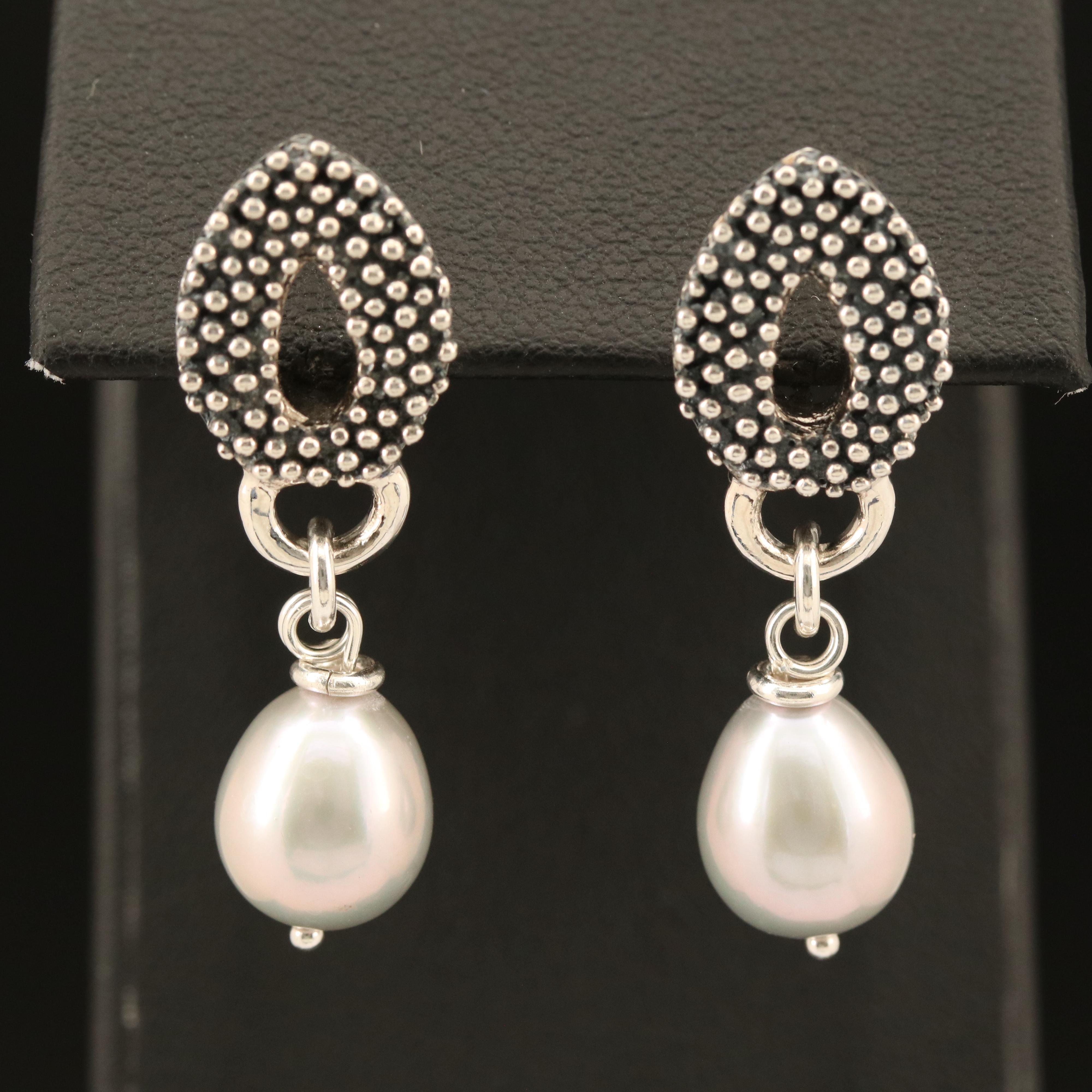 Michael Dawkins Sterling Pearl Earrings with 14K Accents