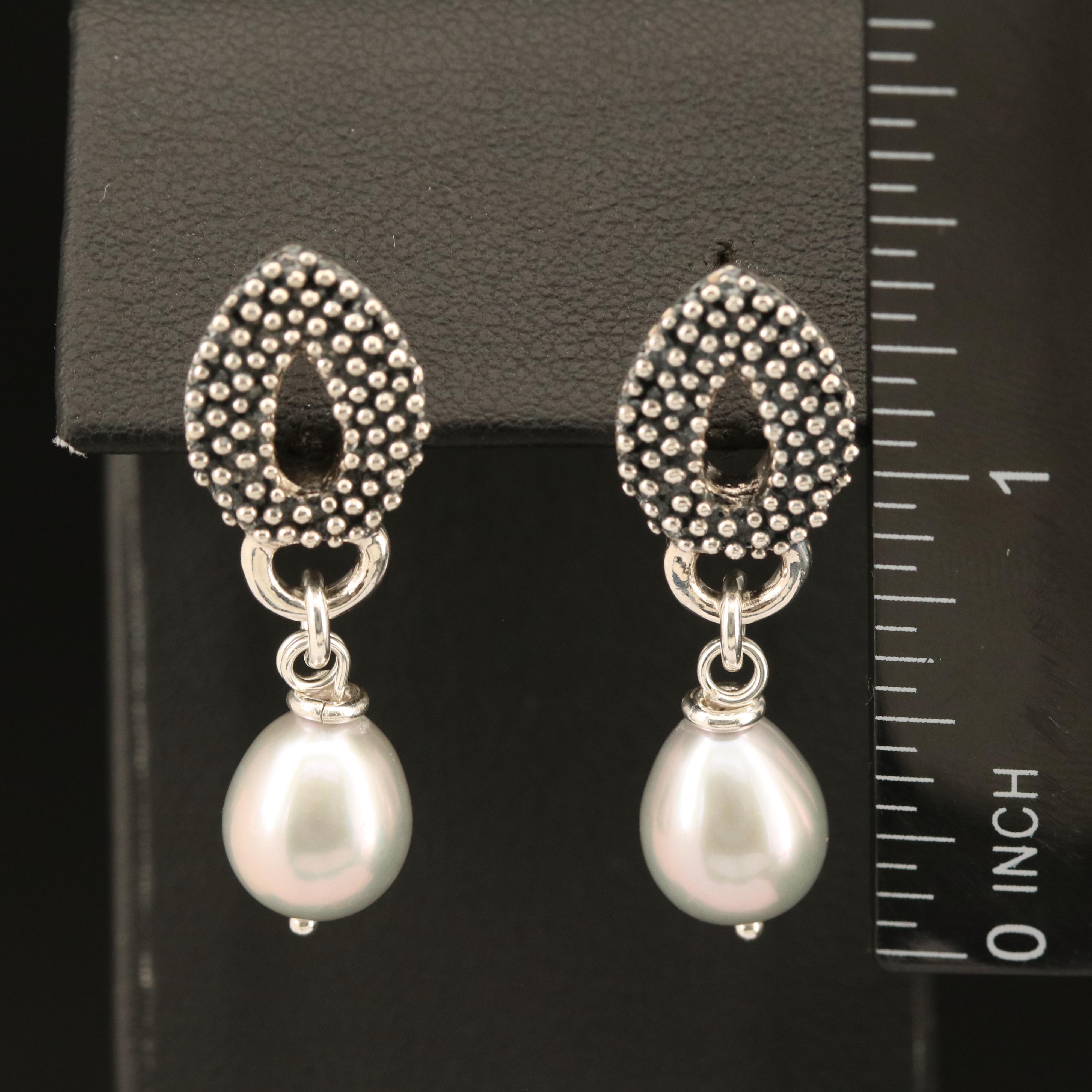 Michael Dawkins Sterling Pearl Earrings with 14K Accents