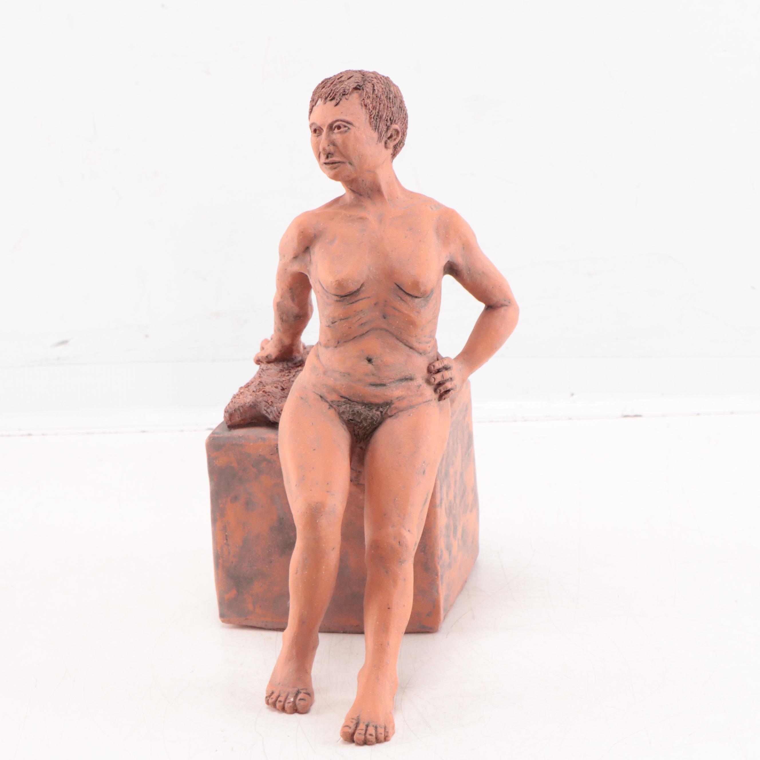 Terracotta Sculpture of Nude Figure, Late 20th Century