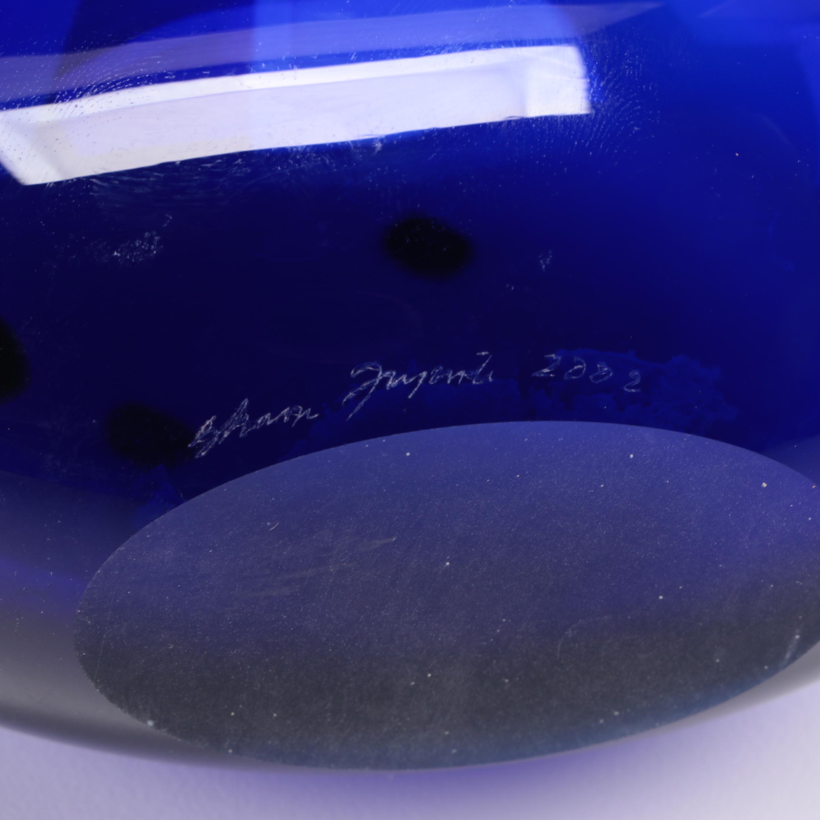 Artist Signed Cobalt Art Glass Vase