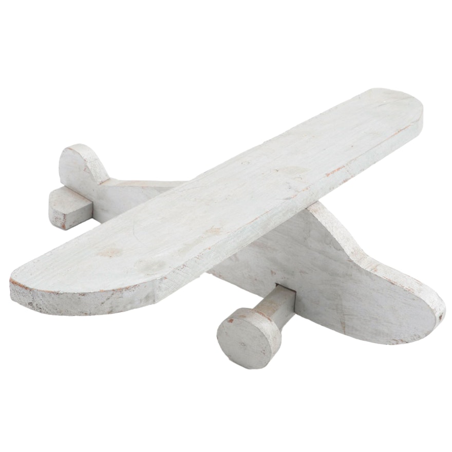 Hand-Carved Painted Wood Toy Plane