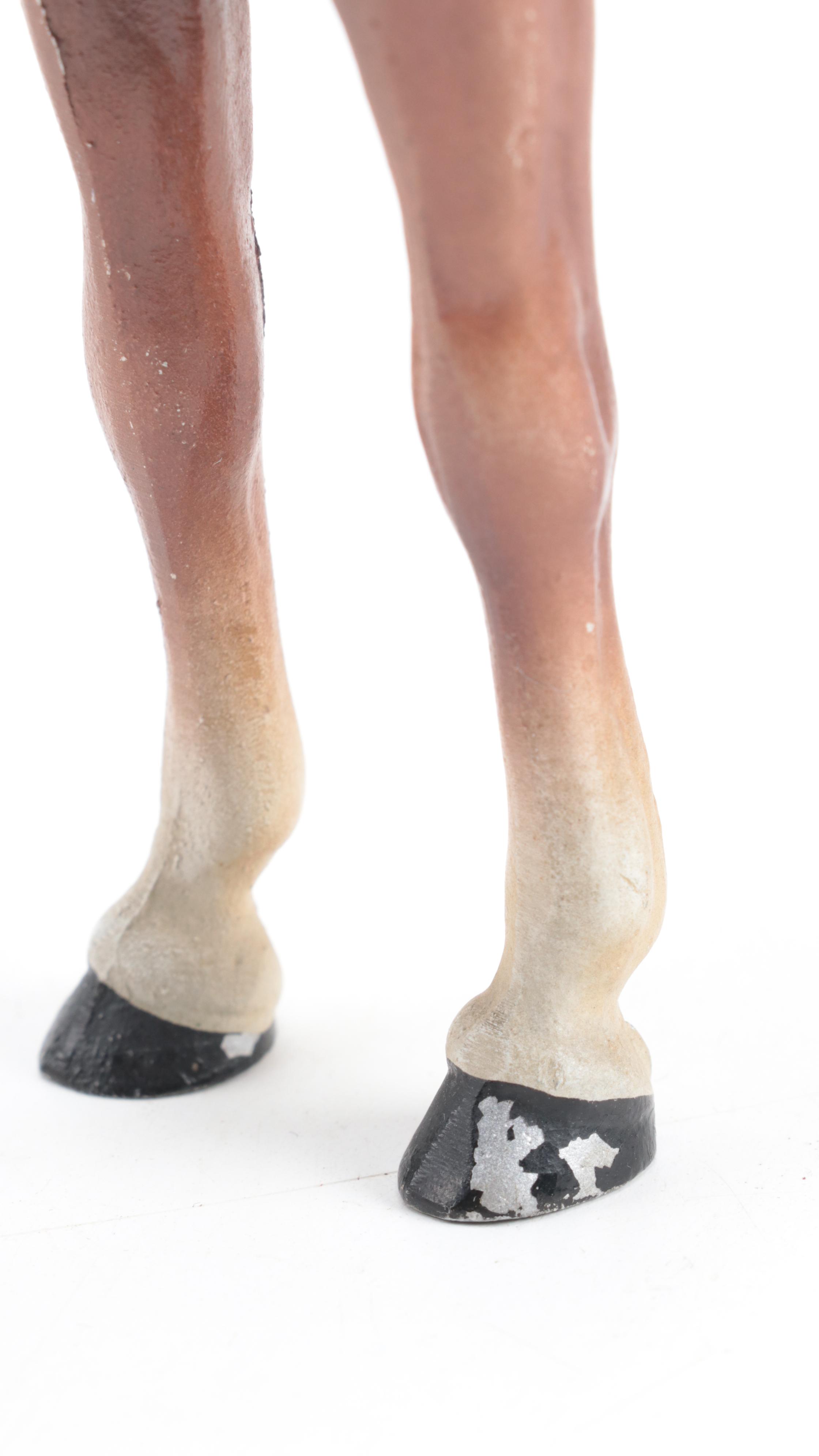 Painted Cast Metal Horse and Foal Figurines, Mid-20th Century