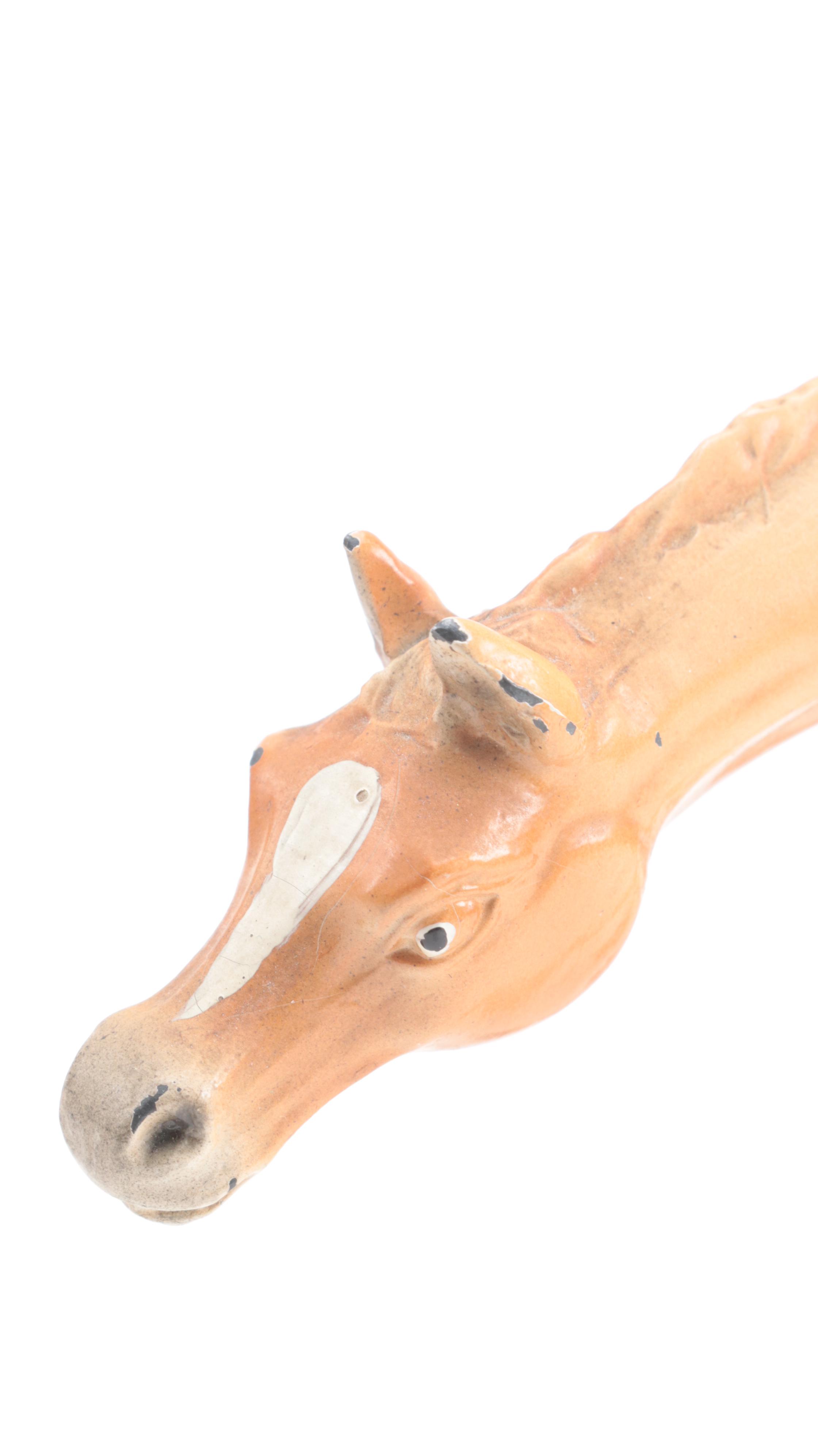 Painted Cast Metal Horse and Foal Figurines, Mid-20th Century