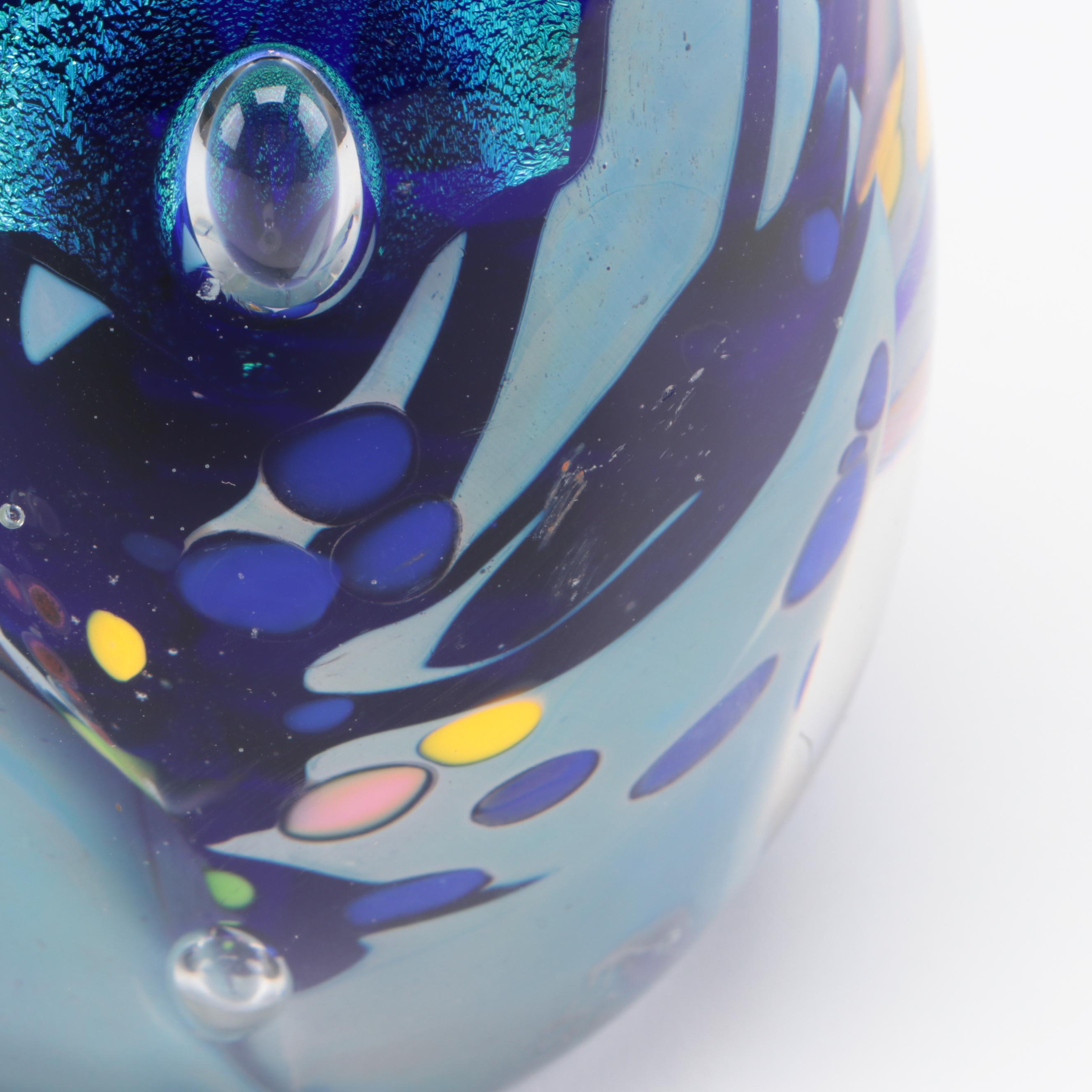 Rollin Karg Signed Blown Dichroic Glass Paperweight