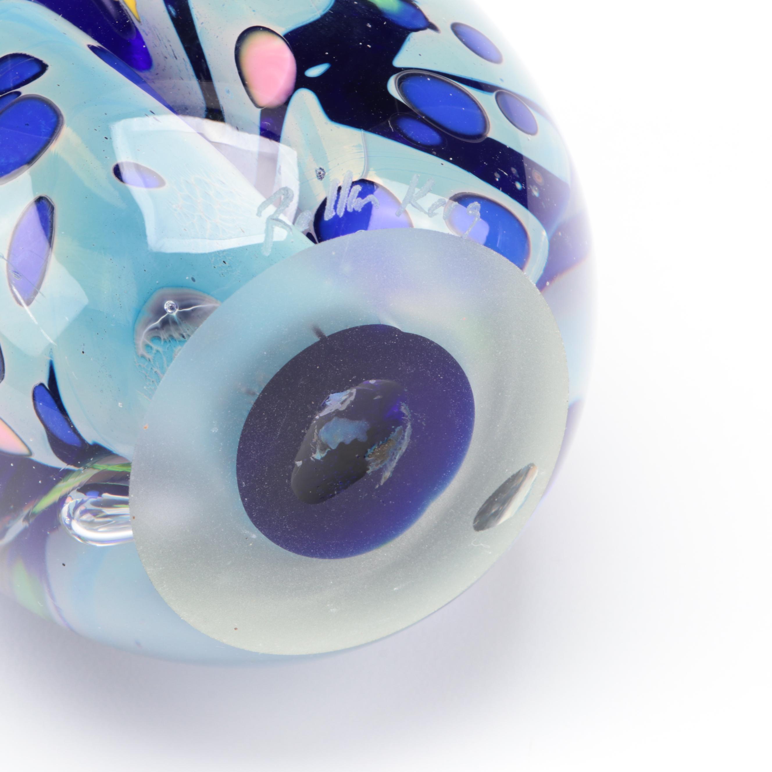 Rollin Karg Signed Blown Dichroic Glass Paperweight