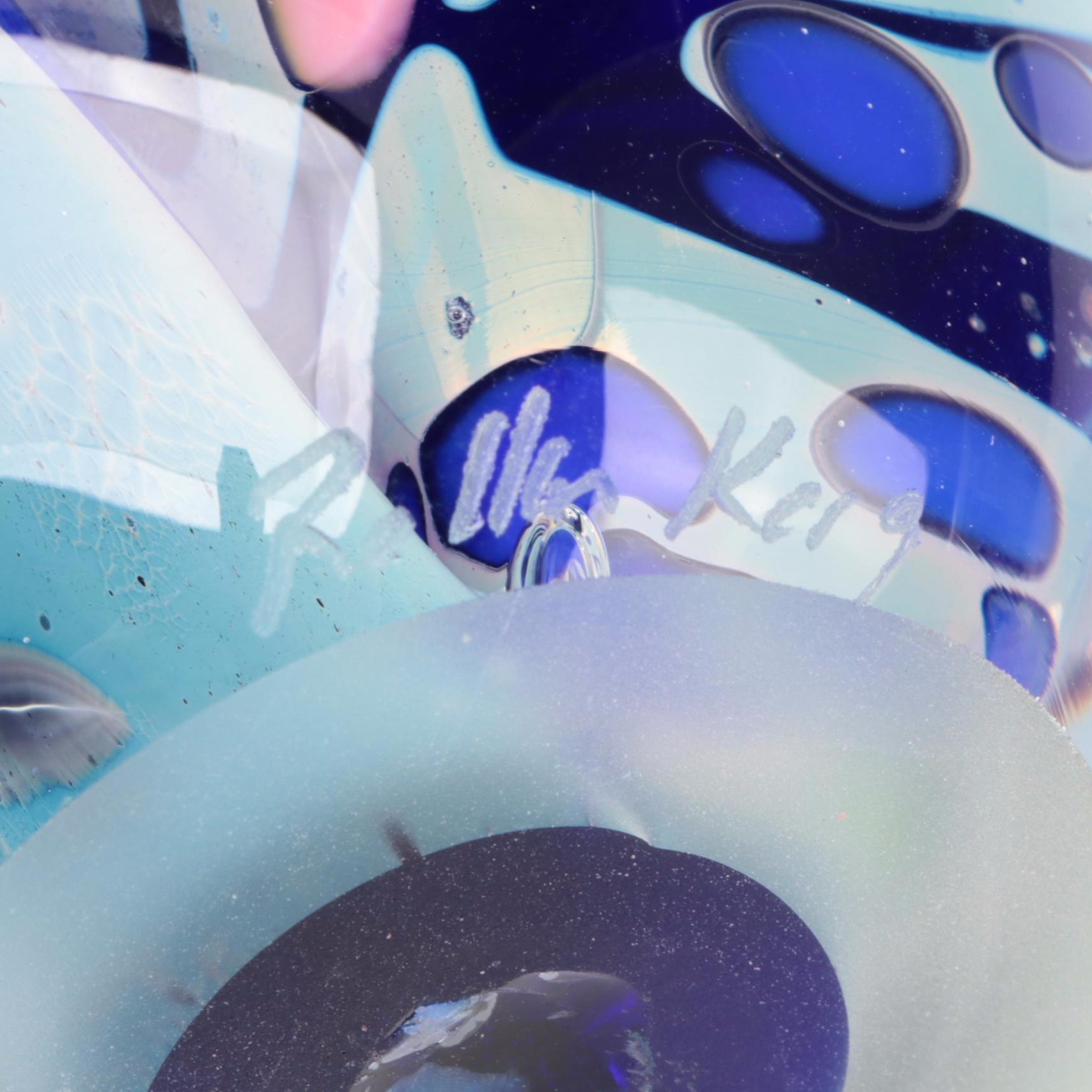 Rollin Karg Signed Blown Dichroic Glass Paperweight