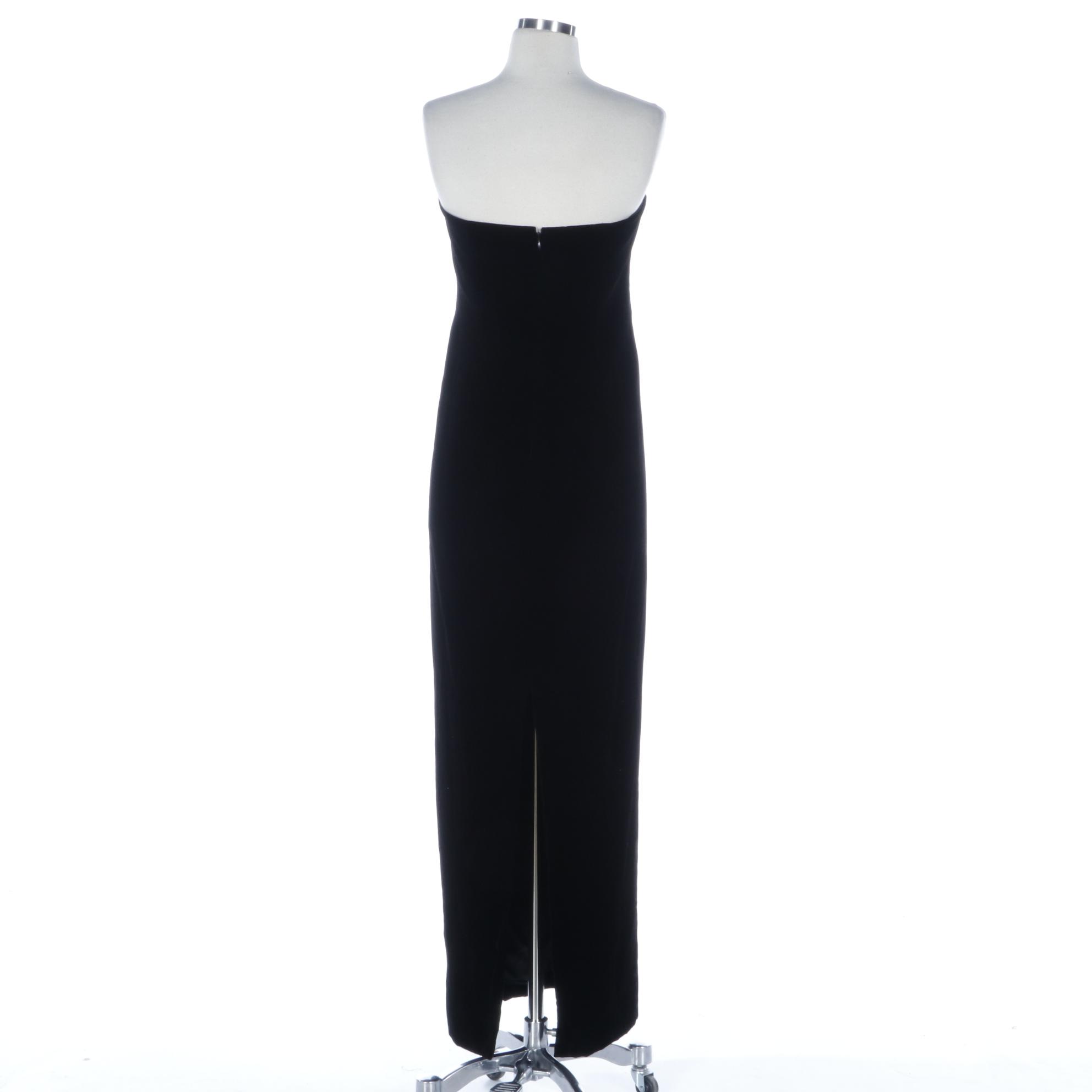 Donald Deal Long Strapless Sheath Dress In Velvet