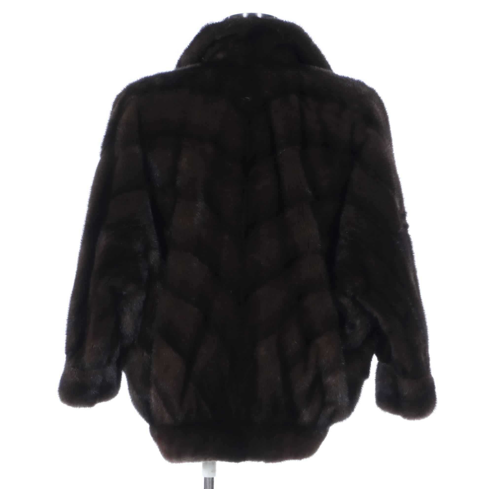 Dark Pastel Brown Mink Fur Jacket w/Dolman Sleeves by Thomas E. McElroy