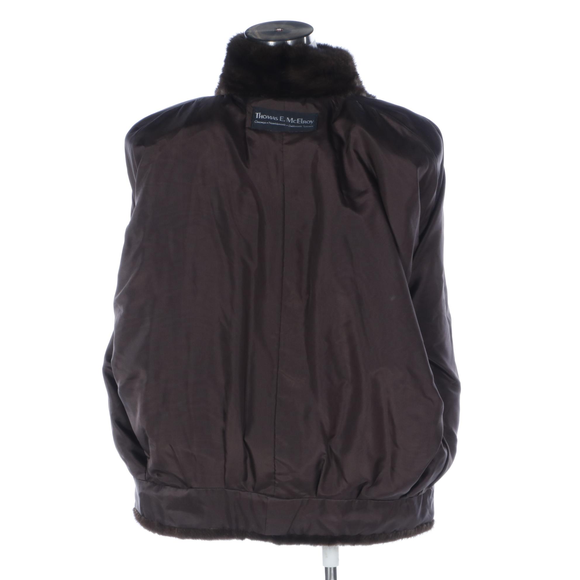 Dark Pastel Brown Mink Fur Jacket w/Dolman Sleeves by Thomas E. McElroy