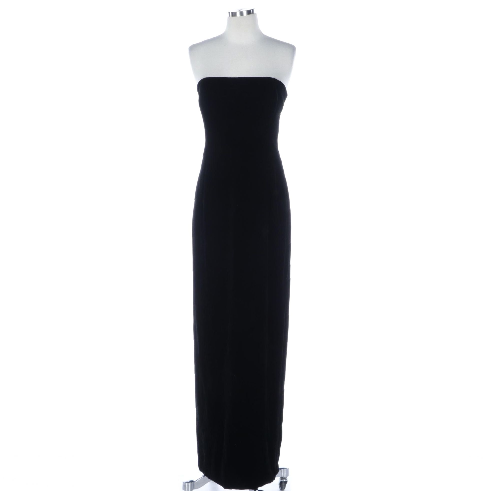 Donald Deal Long Strapless Sheath Dress In Velvet