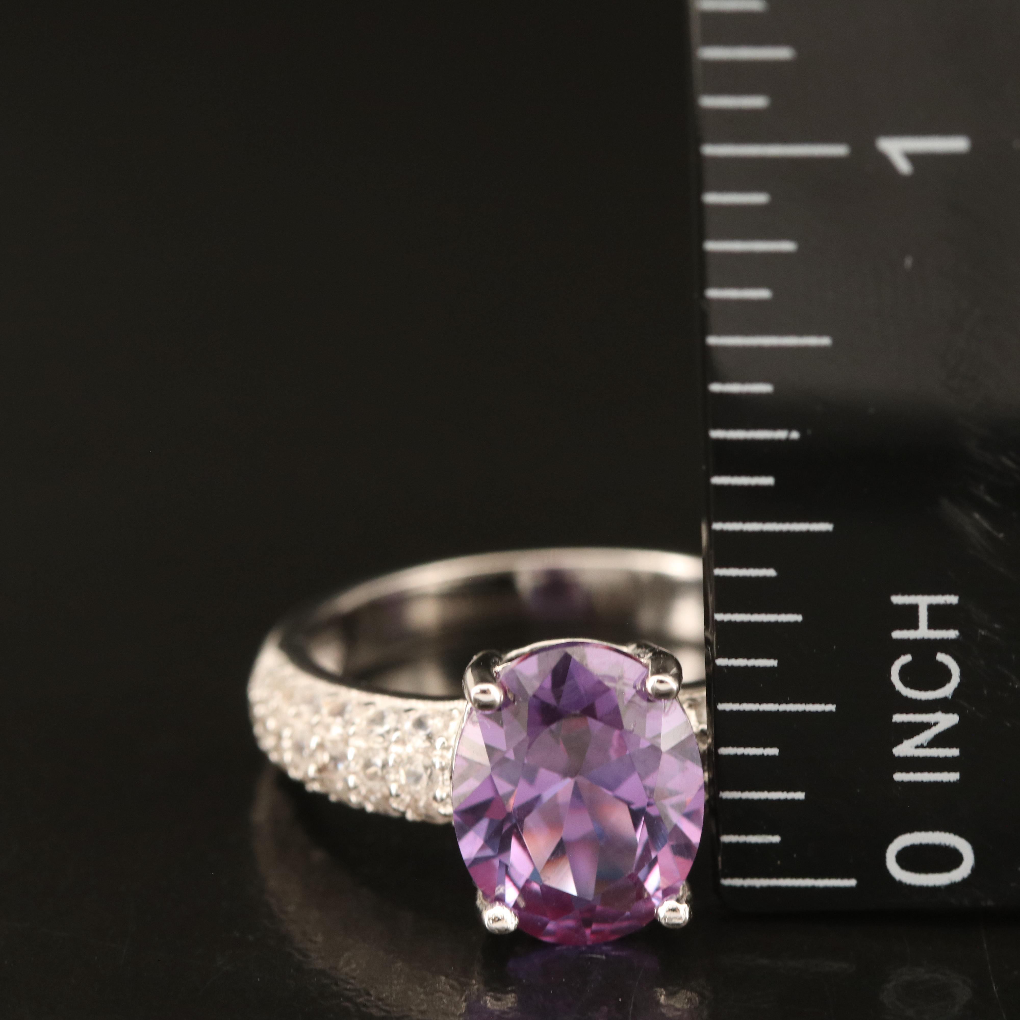 Sterling Sapphire and Zircon Ring