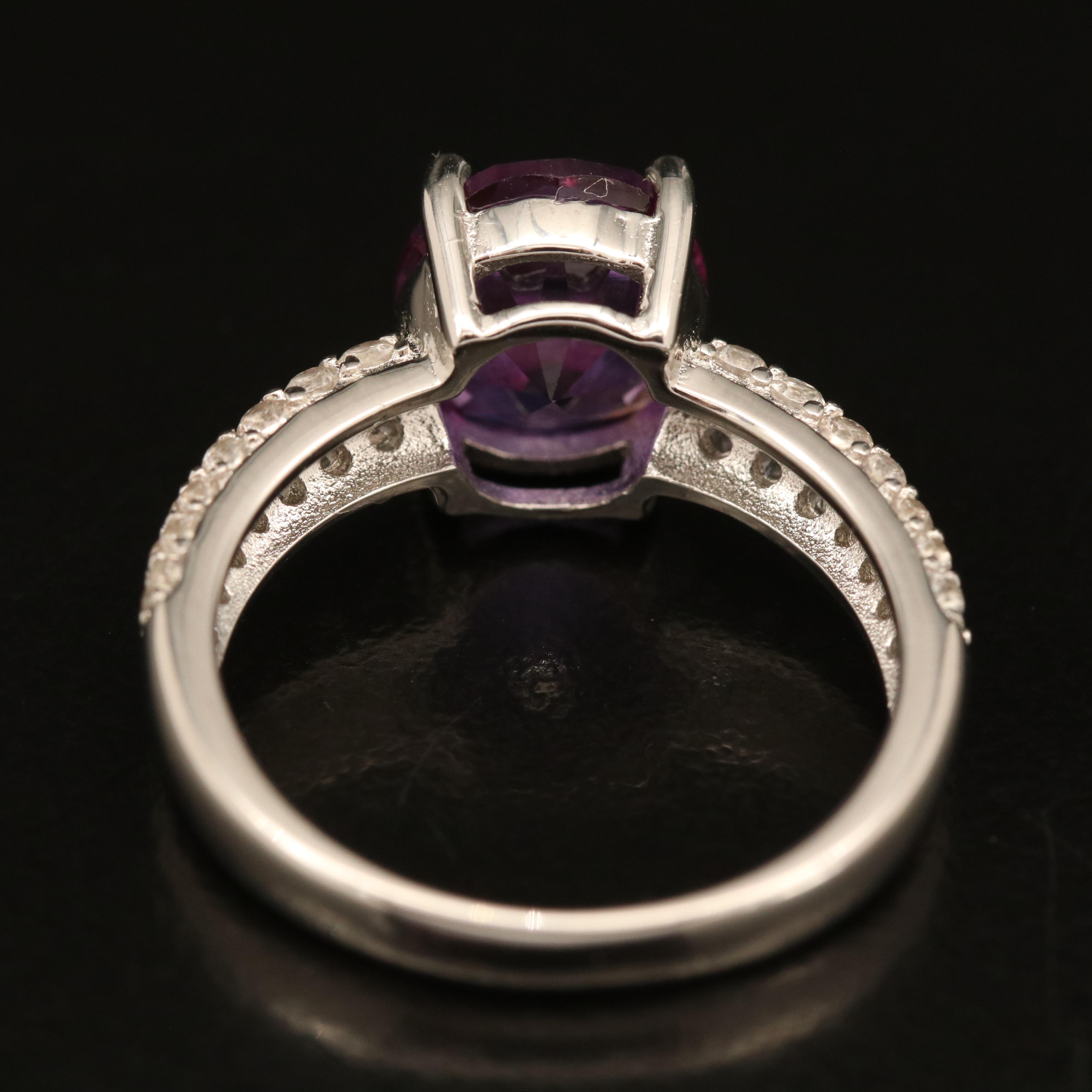 Sterling Sapphire and Zircon Ring