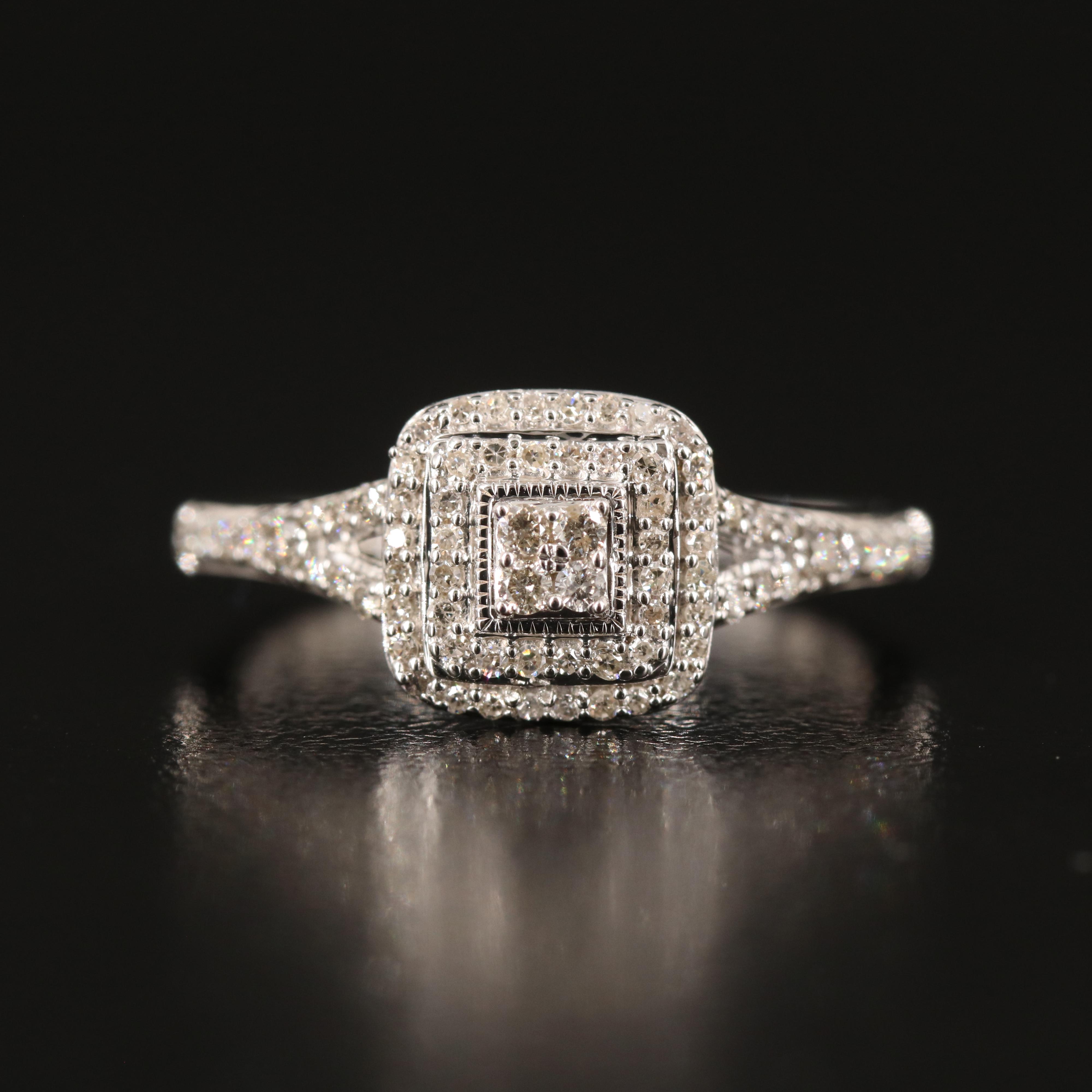 Sterling Diamond and Amethyst Ring