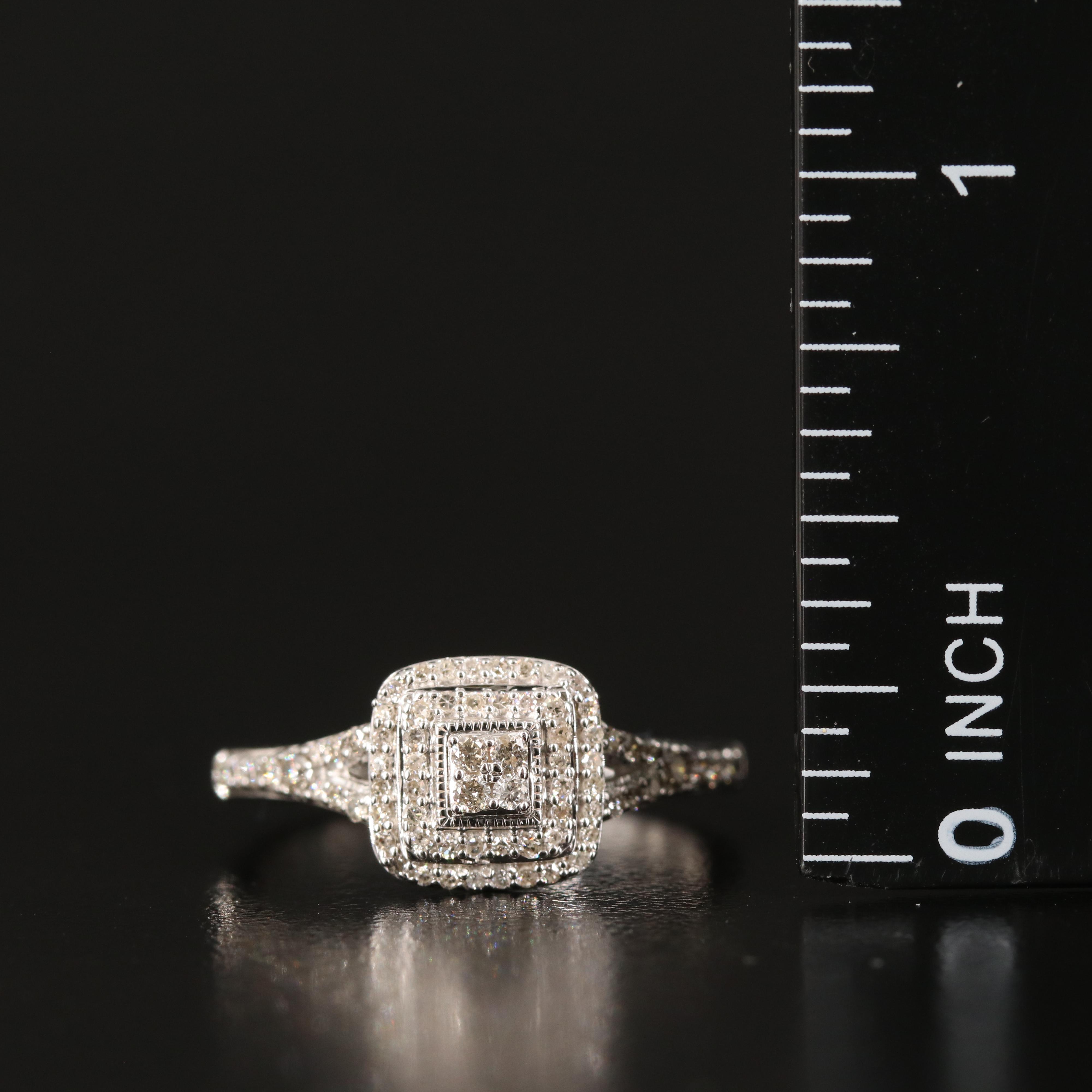 Sterling Diamond and Amethyst Ring