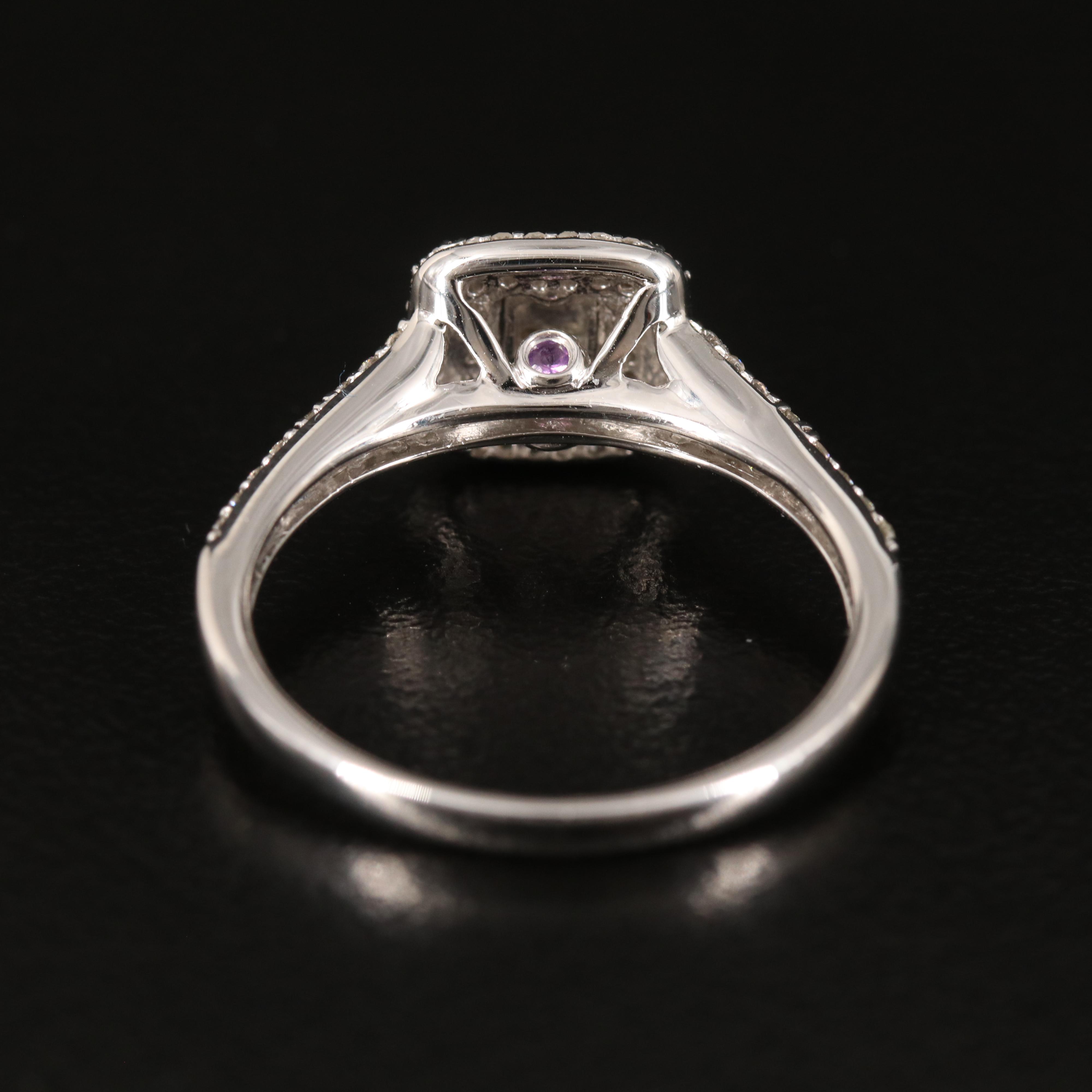 Sterling Diamond and Amethyst Ring