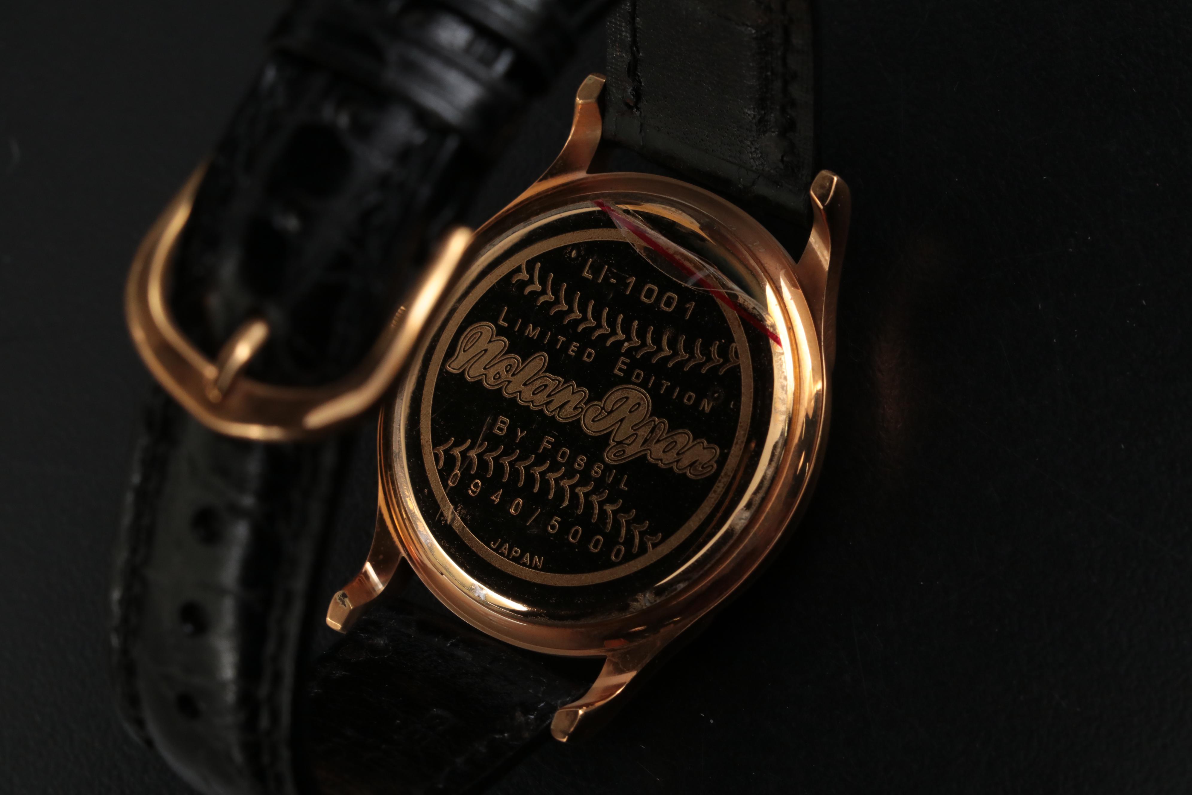 Nolan Ryan Signed Baseball with Fossil Wrist Watch Limited Edition Box Set, 1993