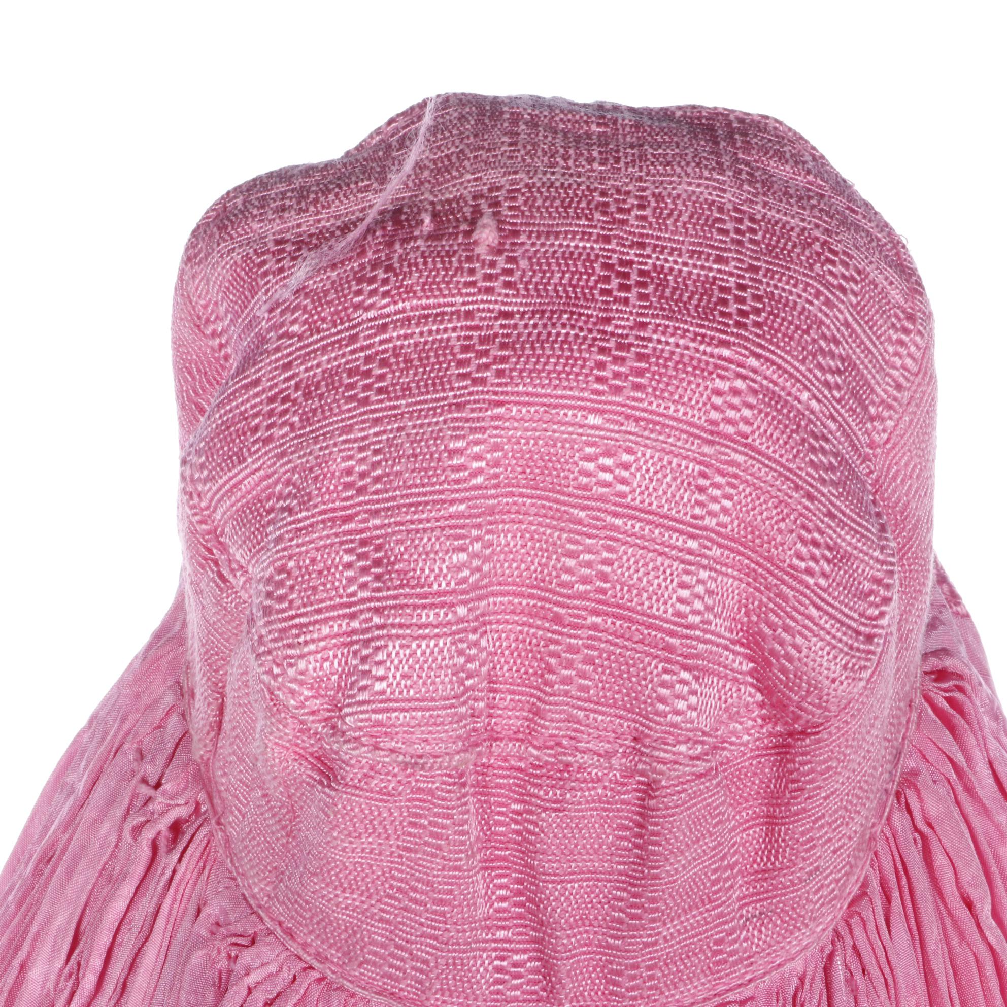 Pink Pleated Burqa with Floral Embroidery