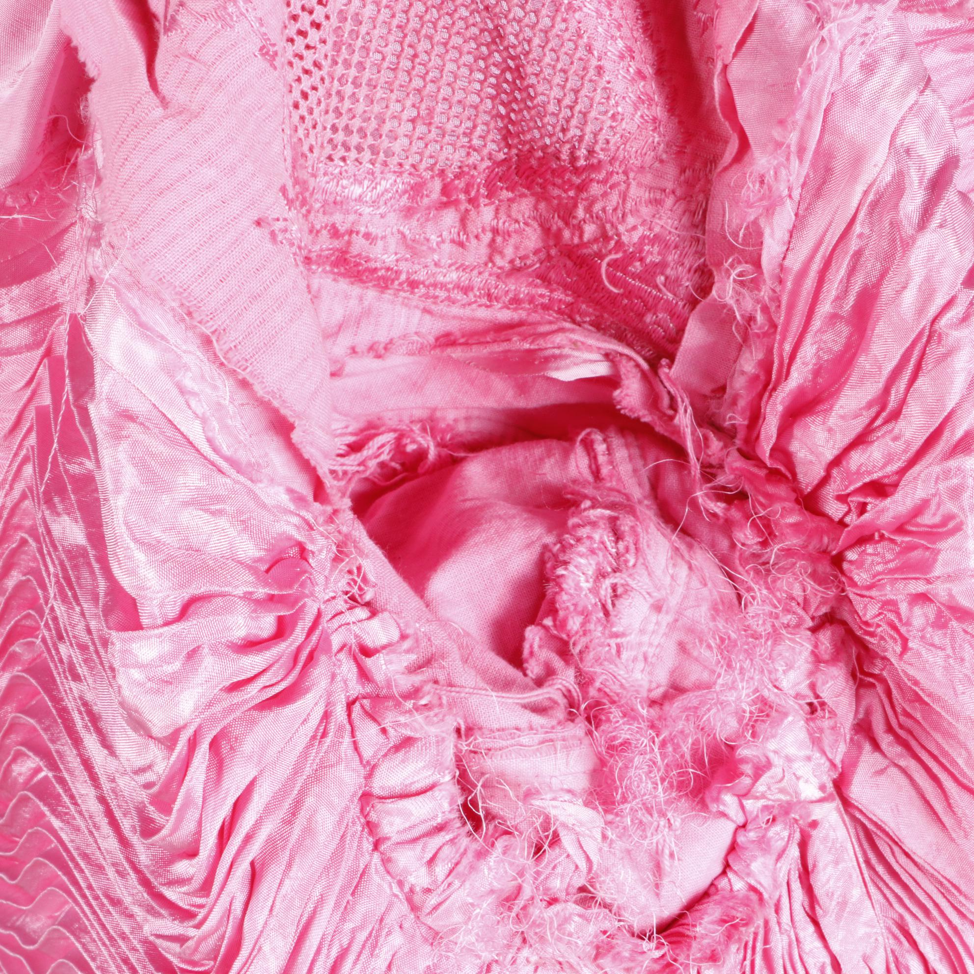 Pink Pleated Burqa with Floral Embroidery