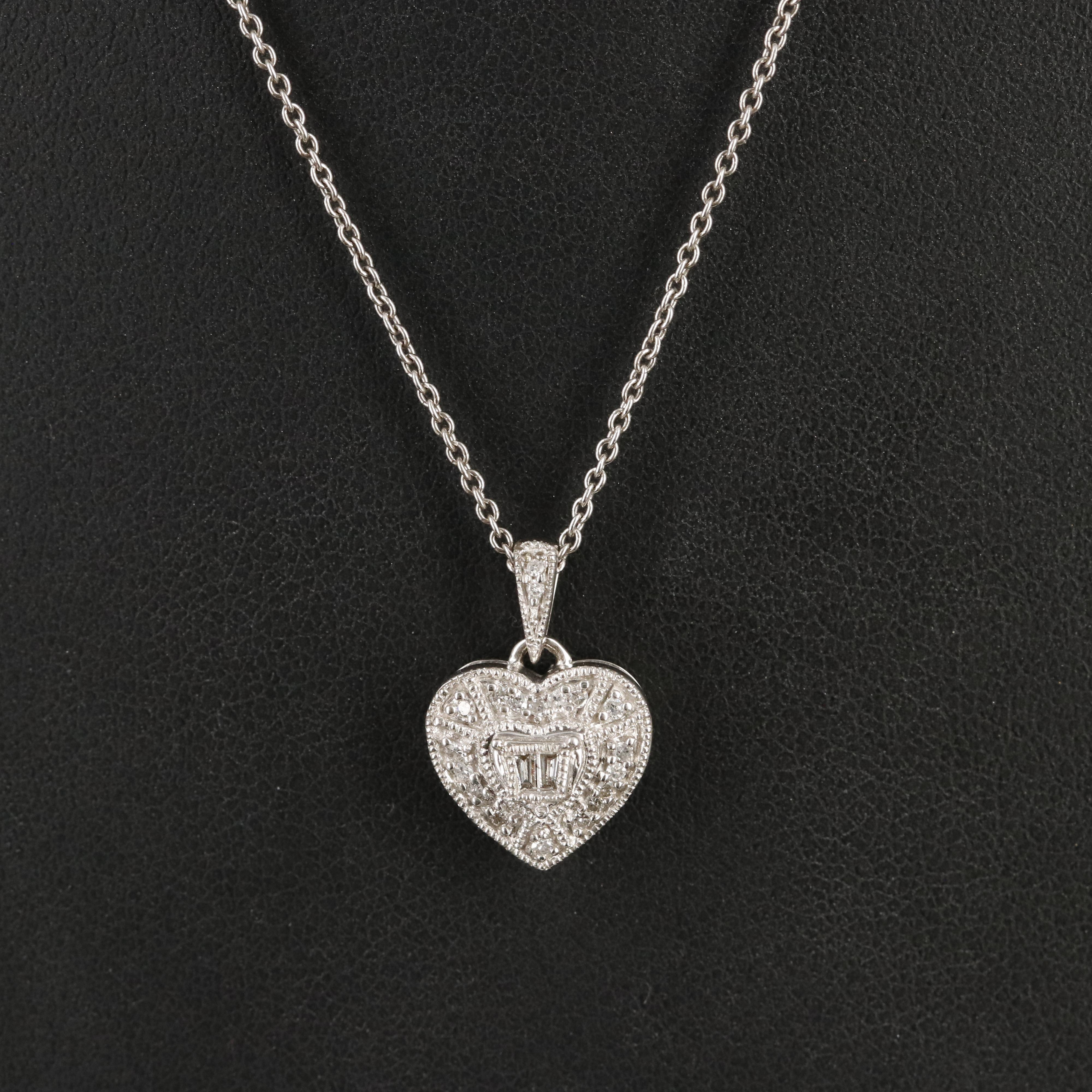Sterling Diamond Heart Pendant Necklace
