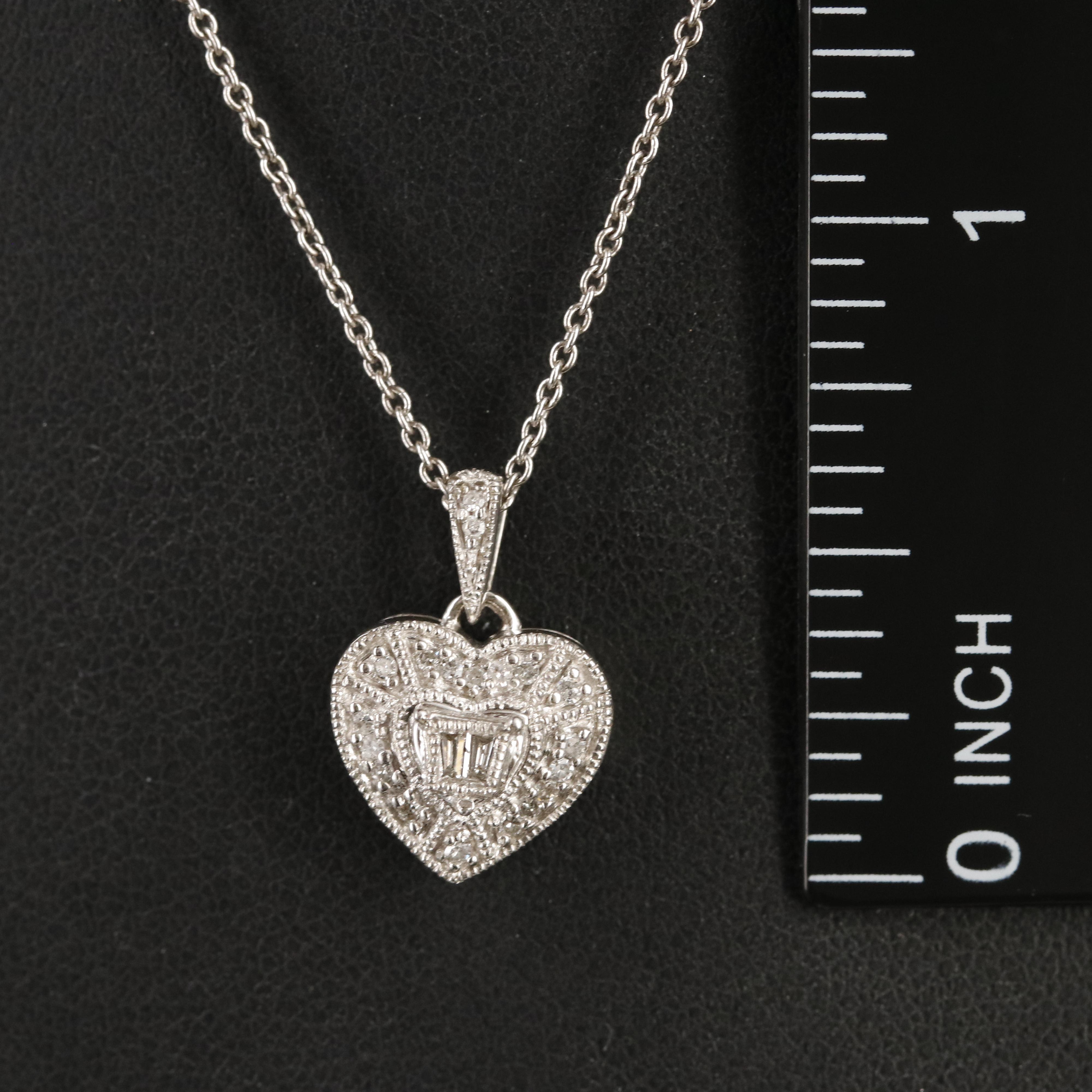 Sterling Diamond Heart Pendant Necklace