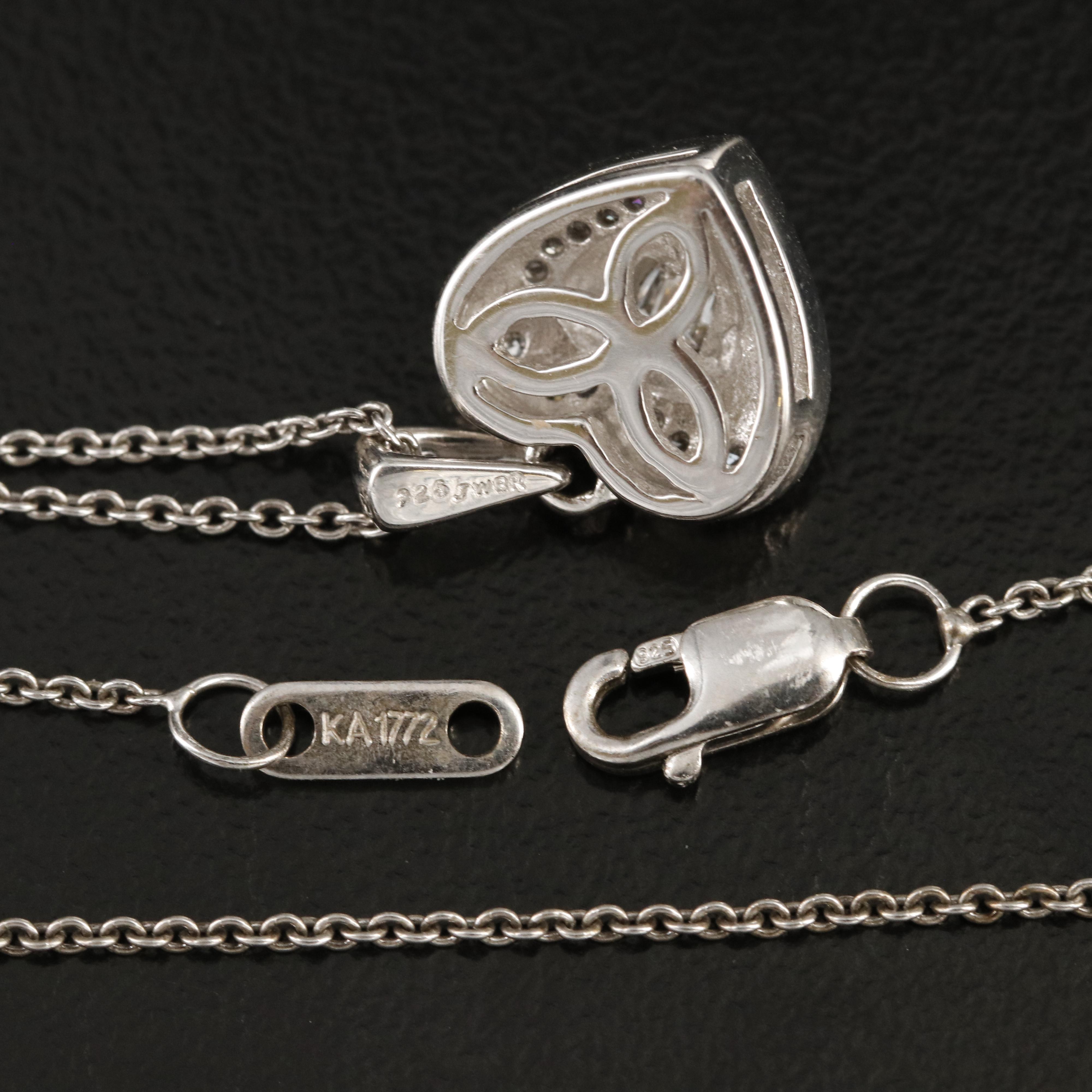 Sterling Diamond Heart Pendant Necklace