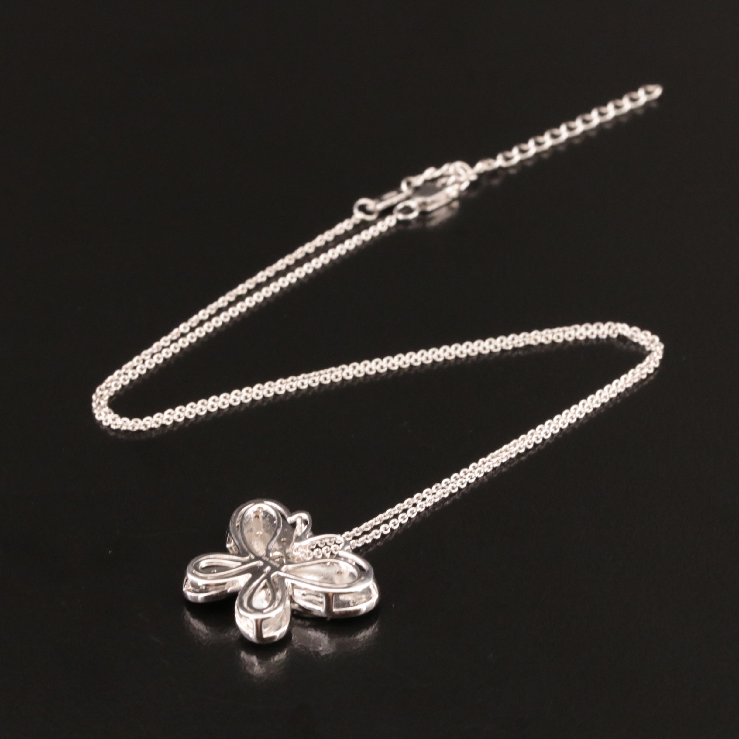 Sterling Diamond Double Butterfly Necklace