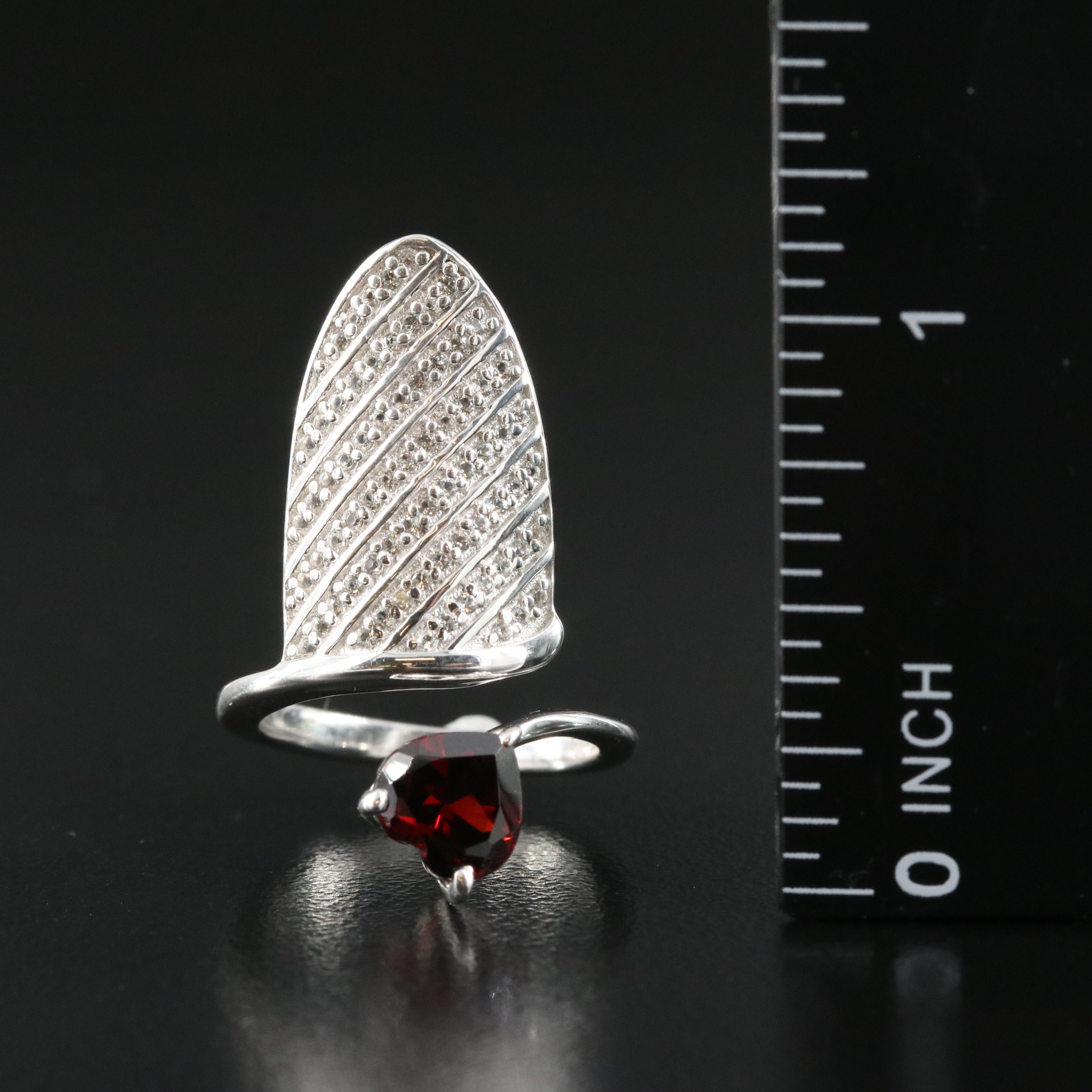 Sterling Garnet and Topaz Fingernail Ring