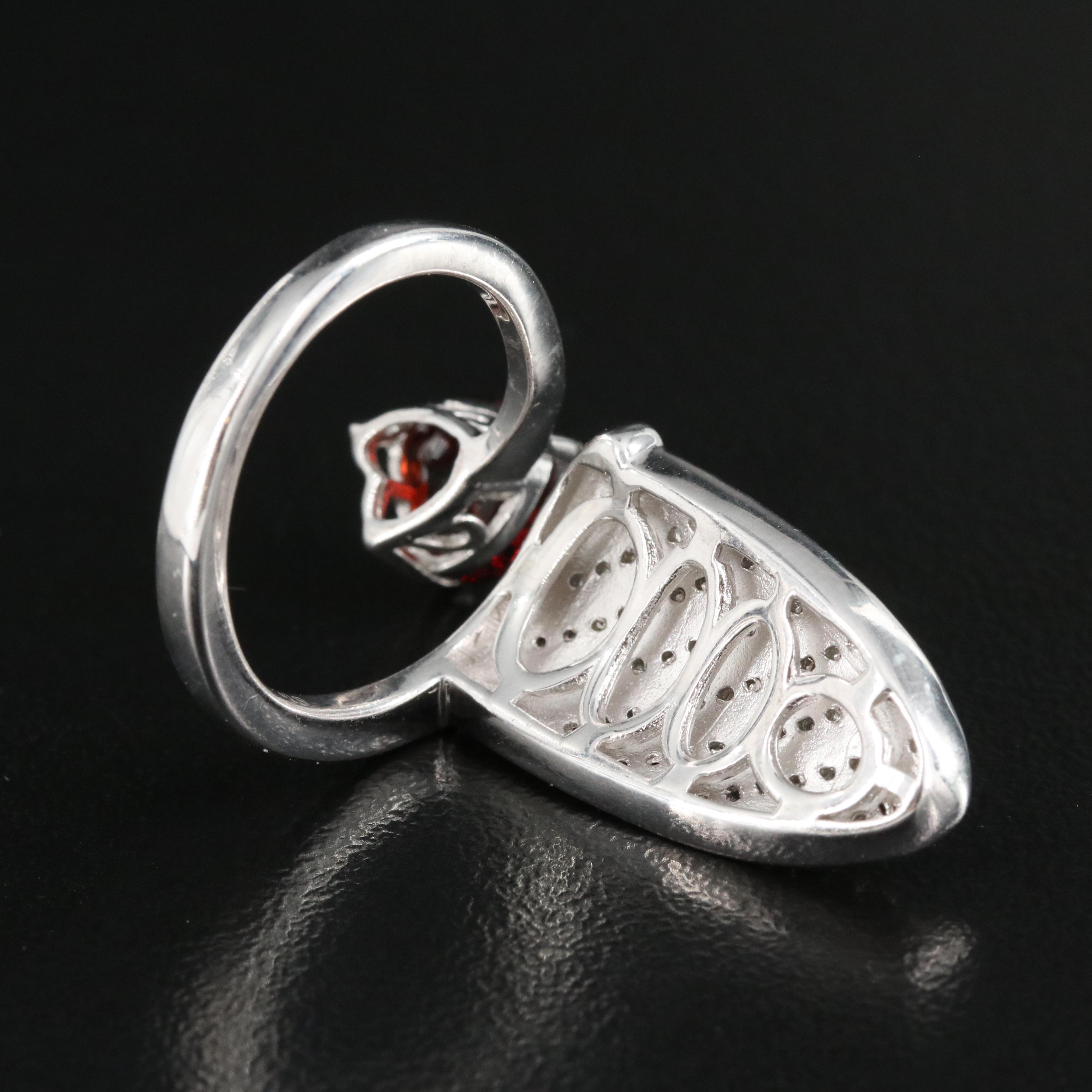 Sterling Garnet and Topaz Fingernail Ring