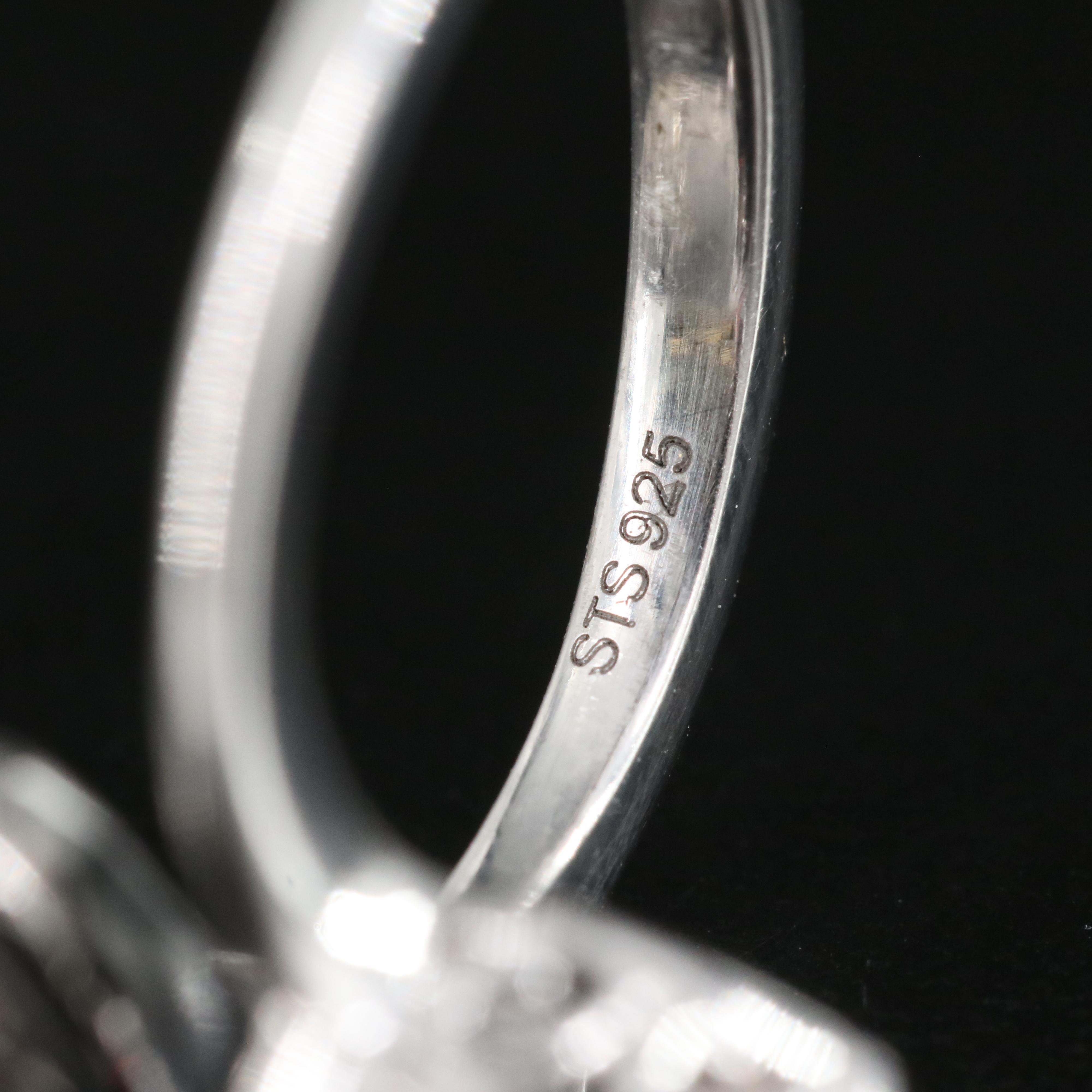 Sterling Garnet and Topaz Fingernail Ring