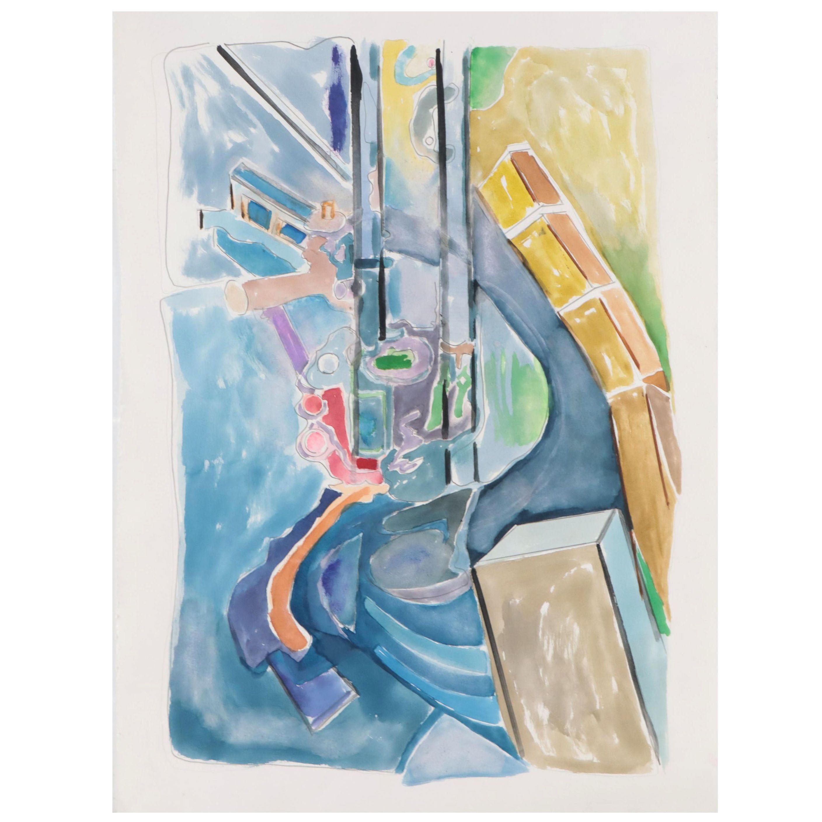 Philip the Transplant Watercolor Painting "Bottle Maker," Late 20th Century