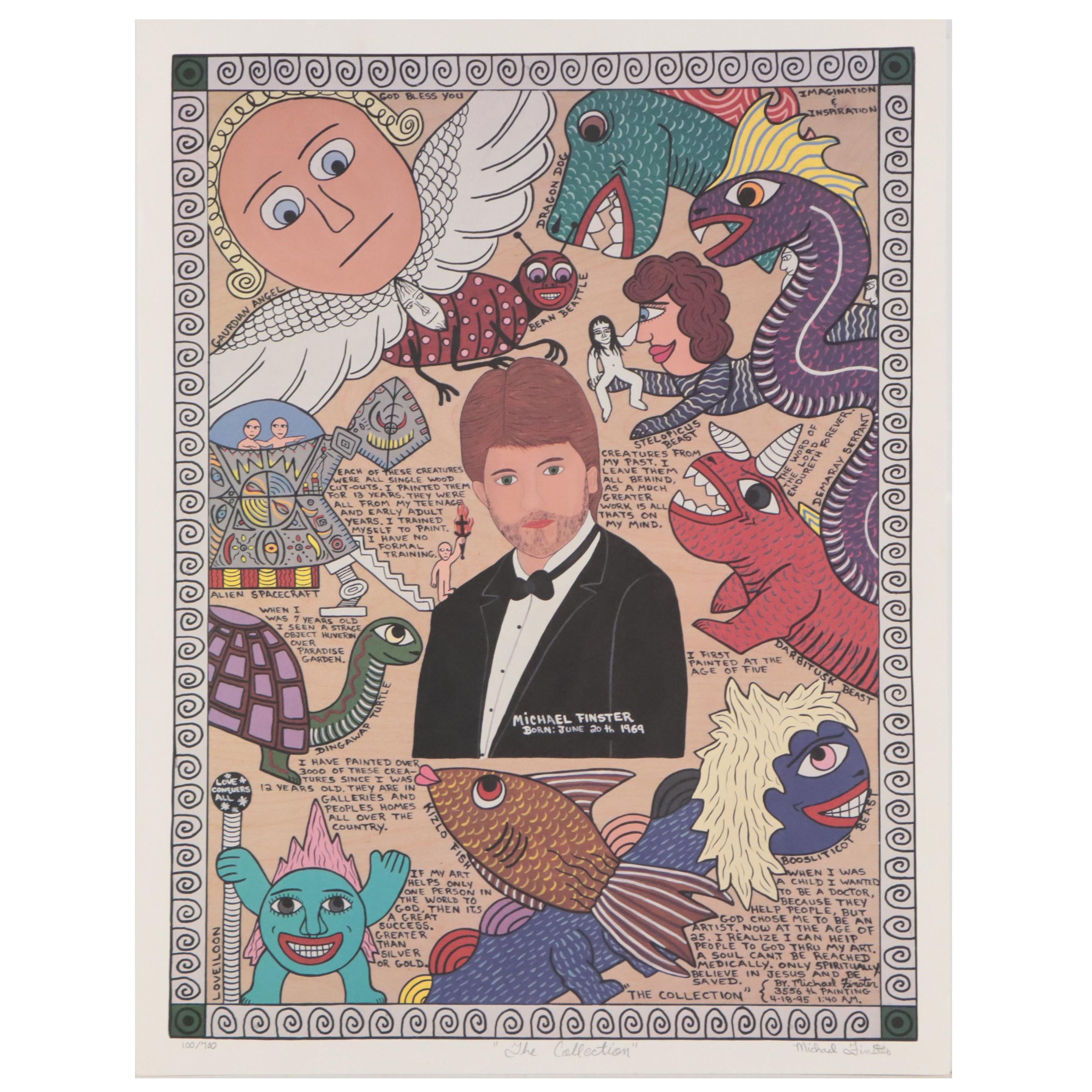 Michael Finster Offset Lithograph "The Collection," Late 20th Century