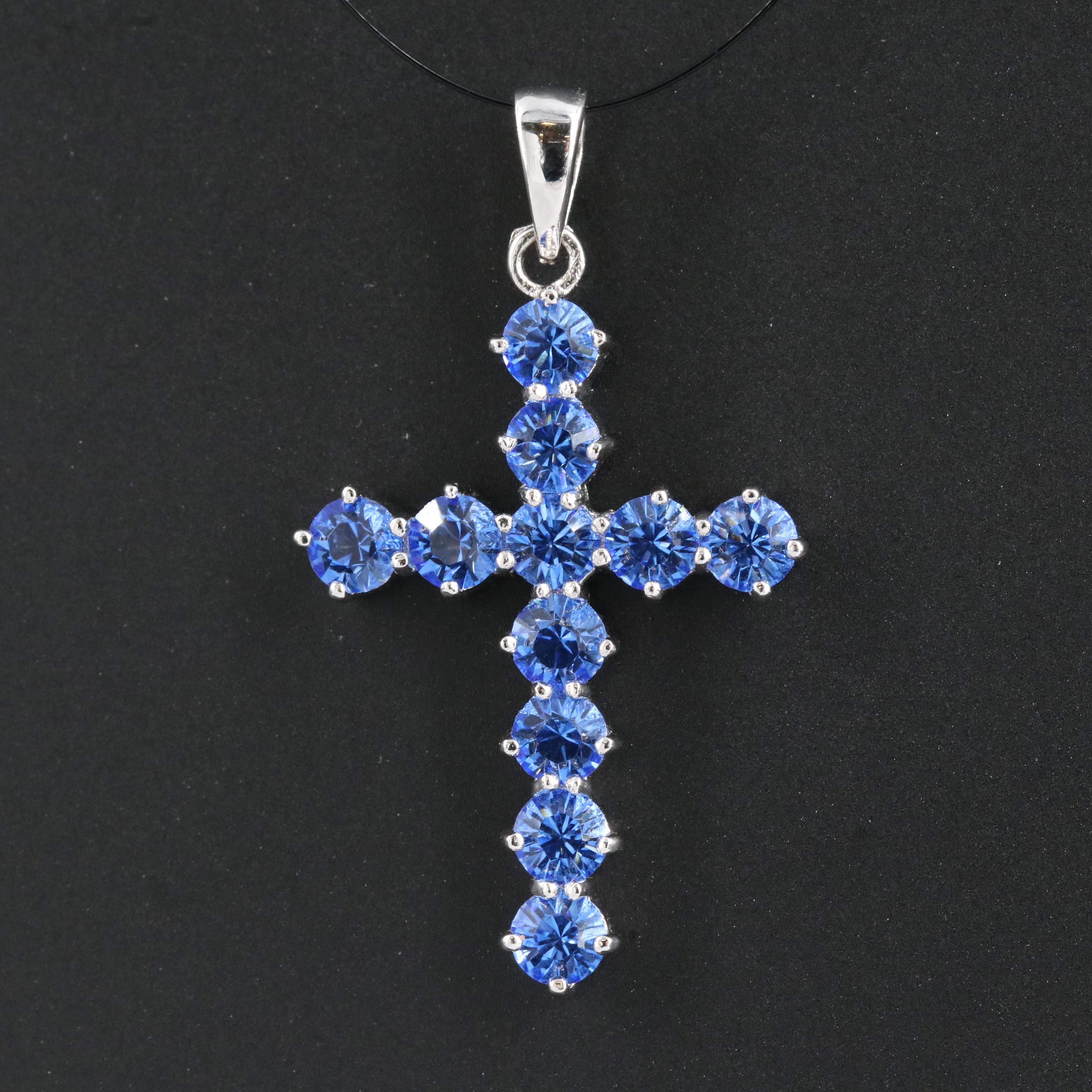 Sterling Glass Cross Pendant