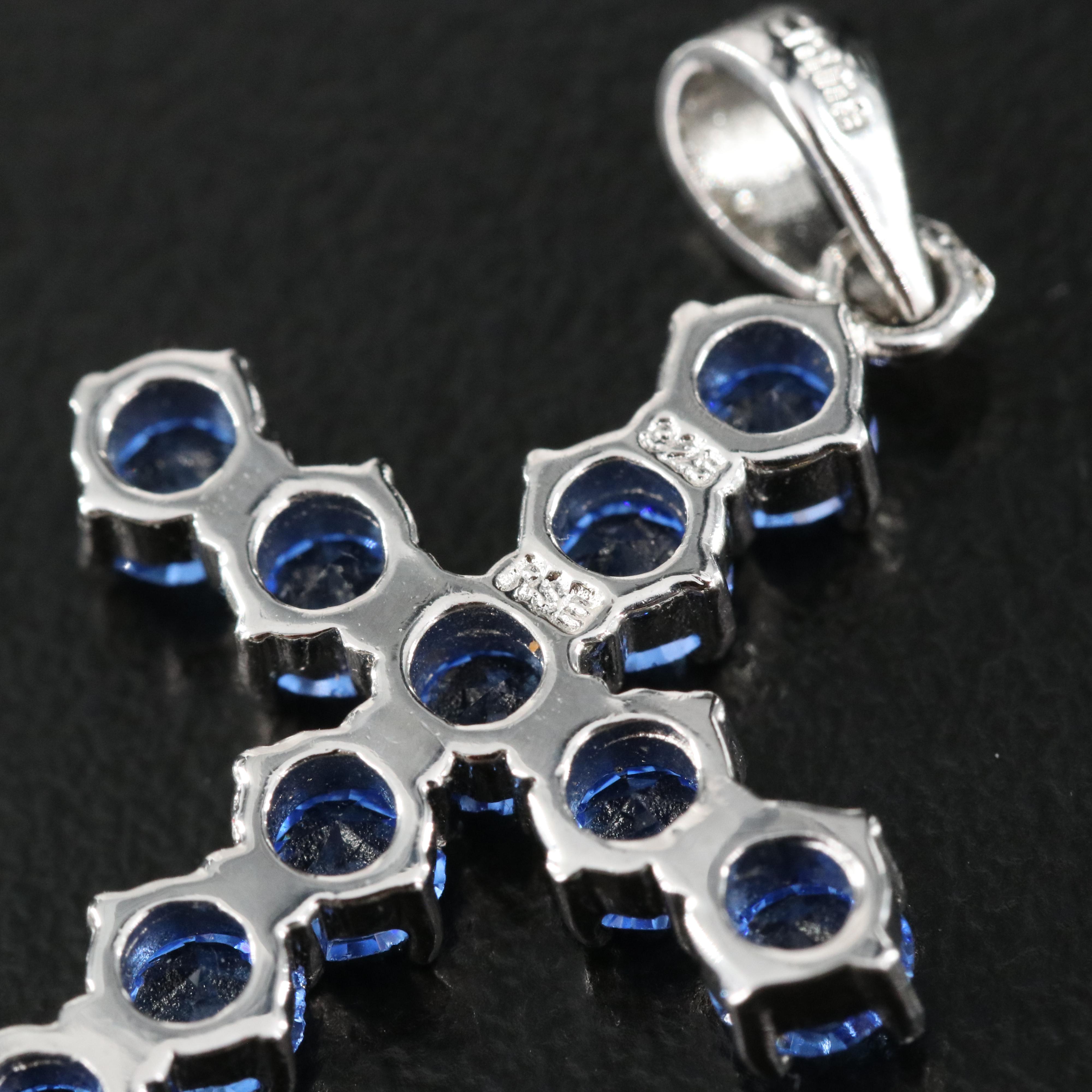 Sterling Glass Cross Pendant