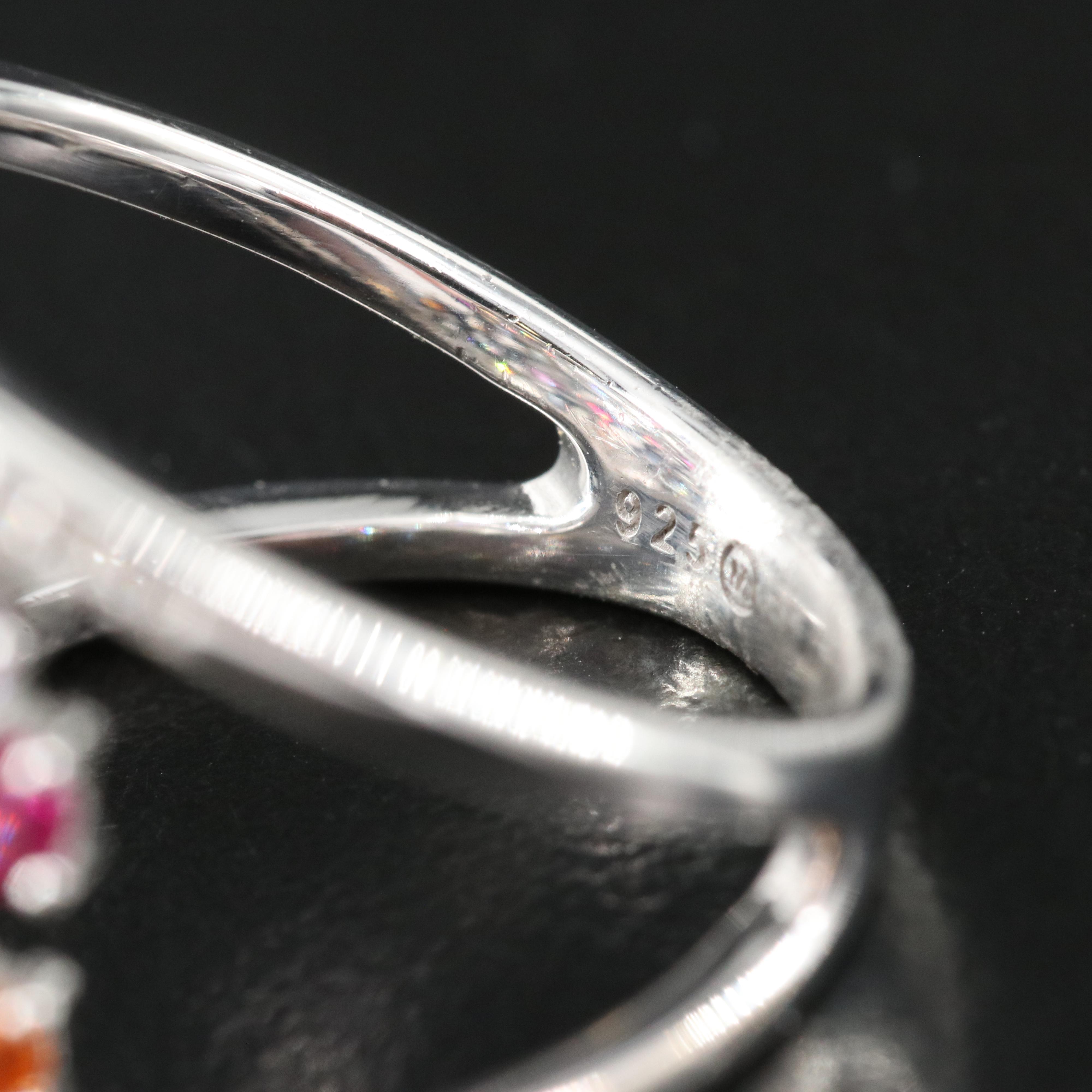 Sterling Tapered Ring Including Sapphire, Ruby and Sapphire