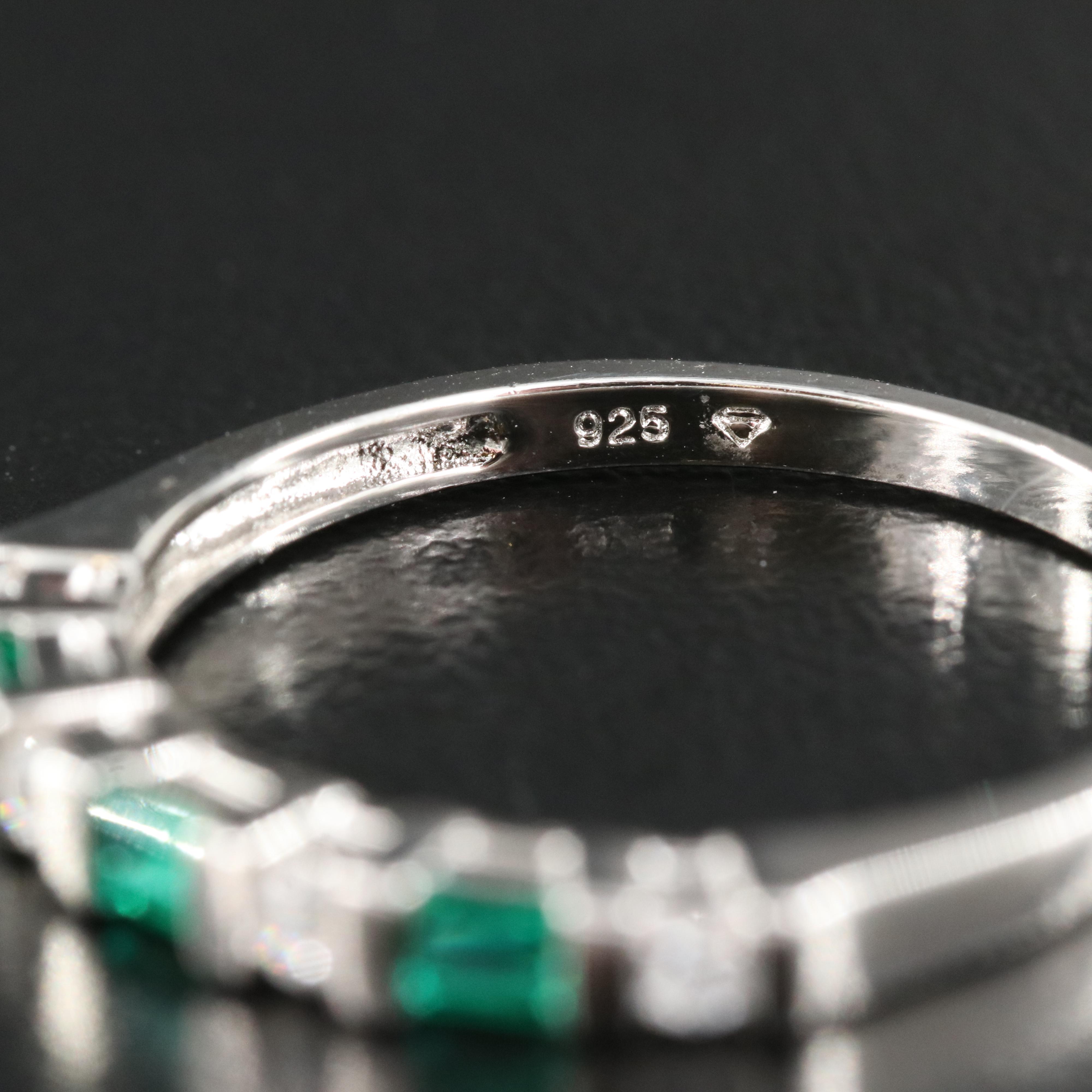 Sterling Emerald and Sapphire Ring