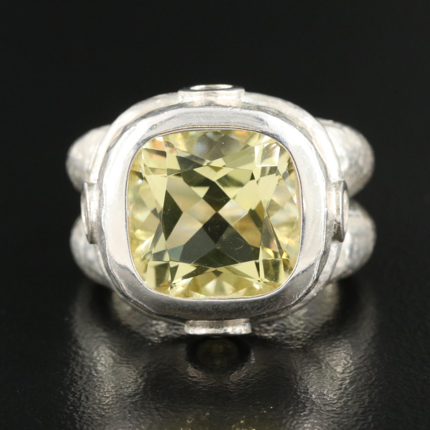 SeidenGang Sterling Citrine and Cubic Zirconia Ring