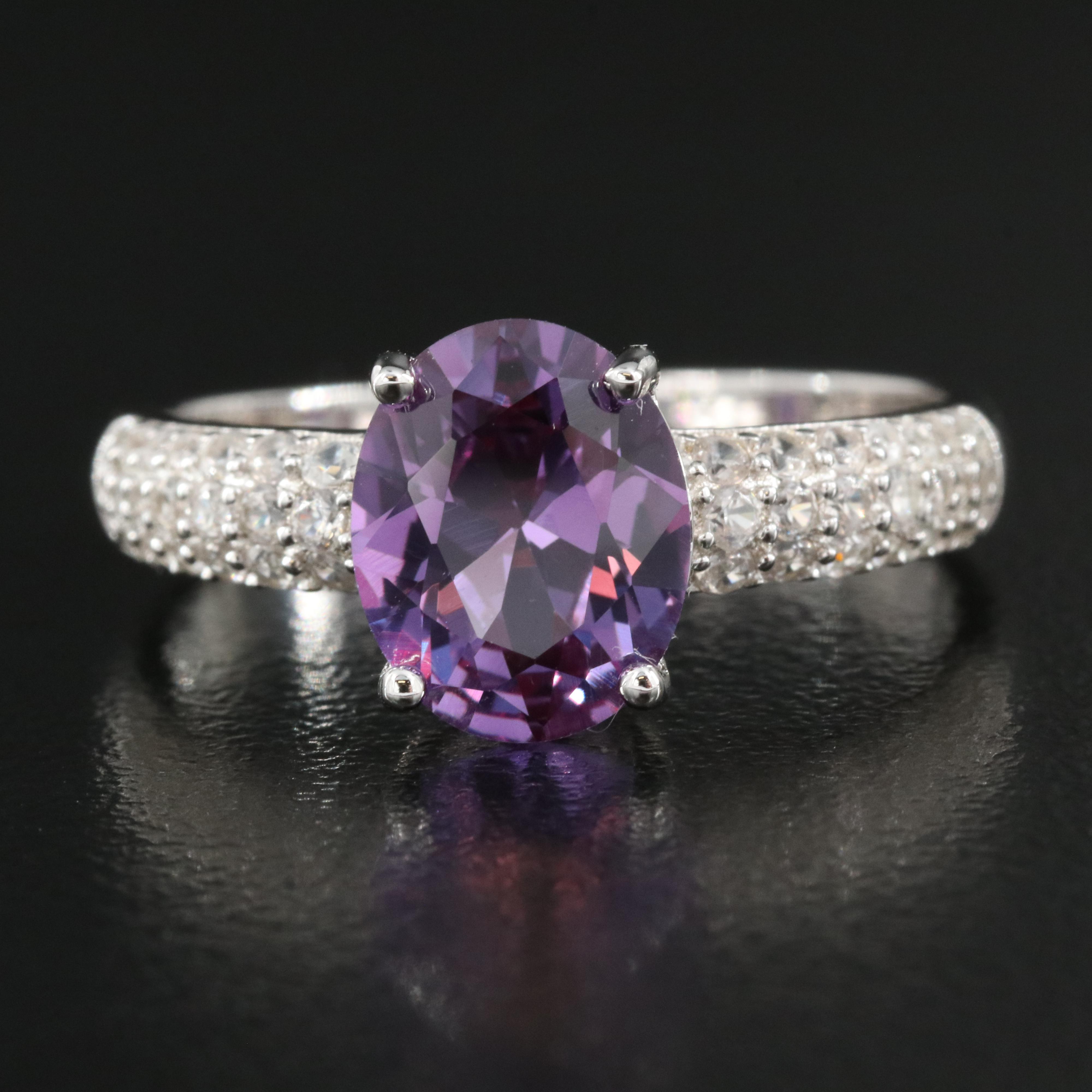 Sterling Color Changing Sapphire and Zircon Ring