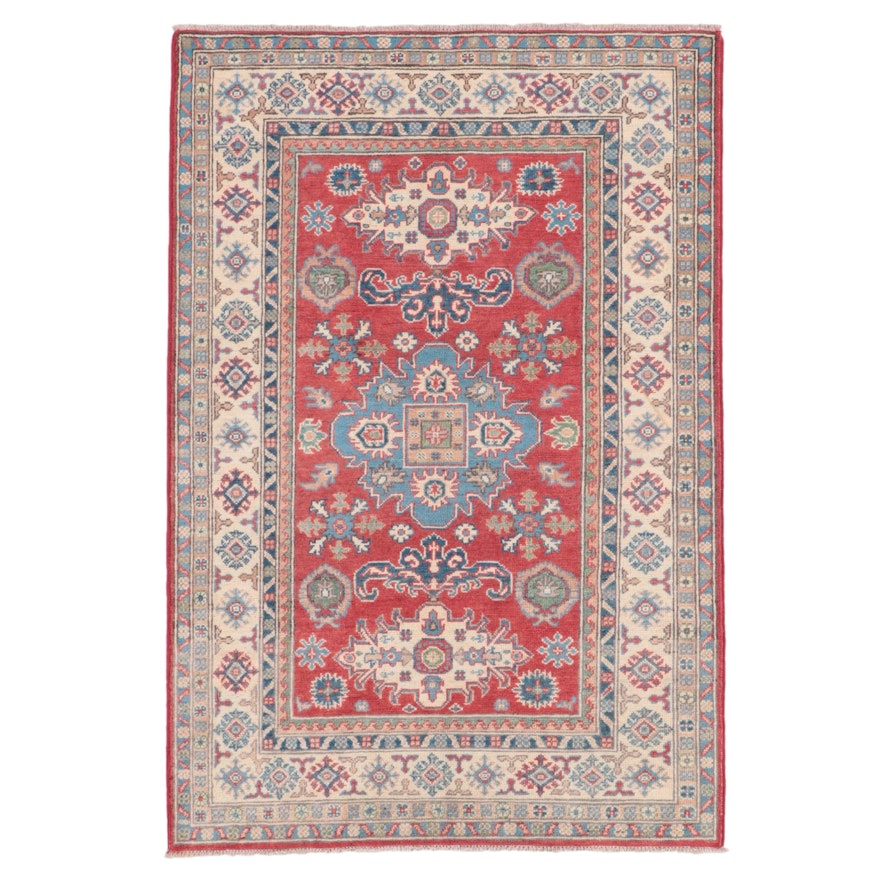 3'11 x 5'10 Hand-Knotted Pakistani Kazak-Style Area Rug