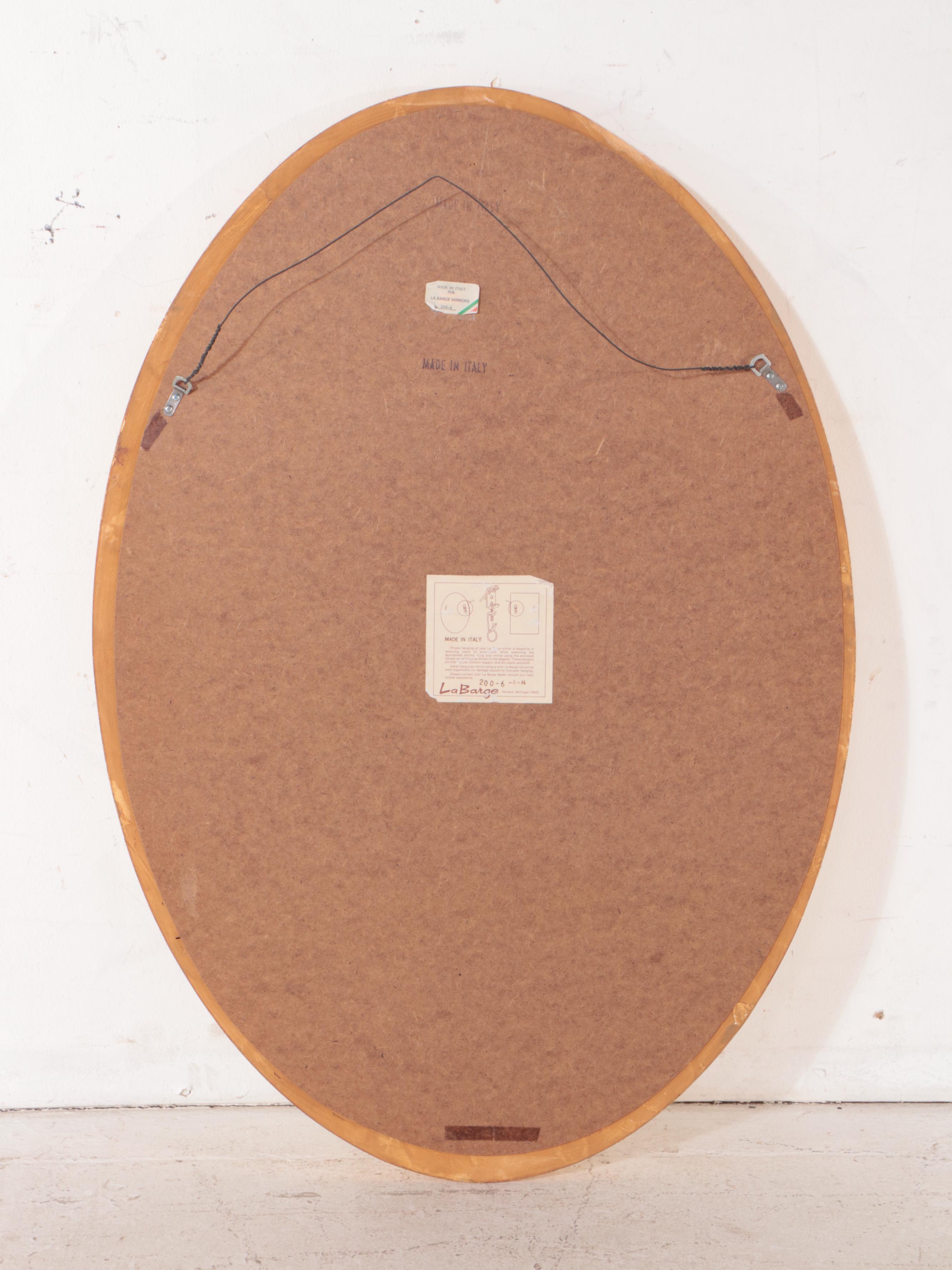 La Barge Giltwood Oval Mirror, Mid to Late 20th Century