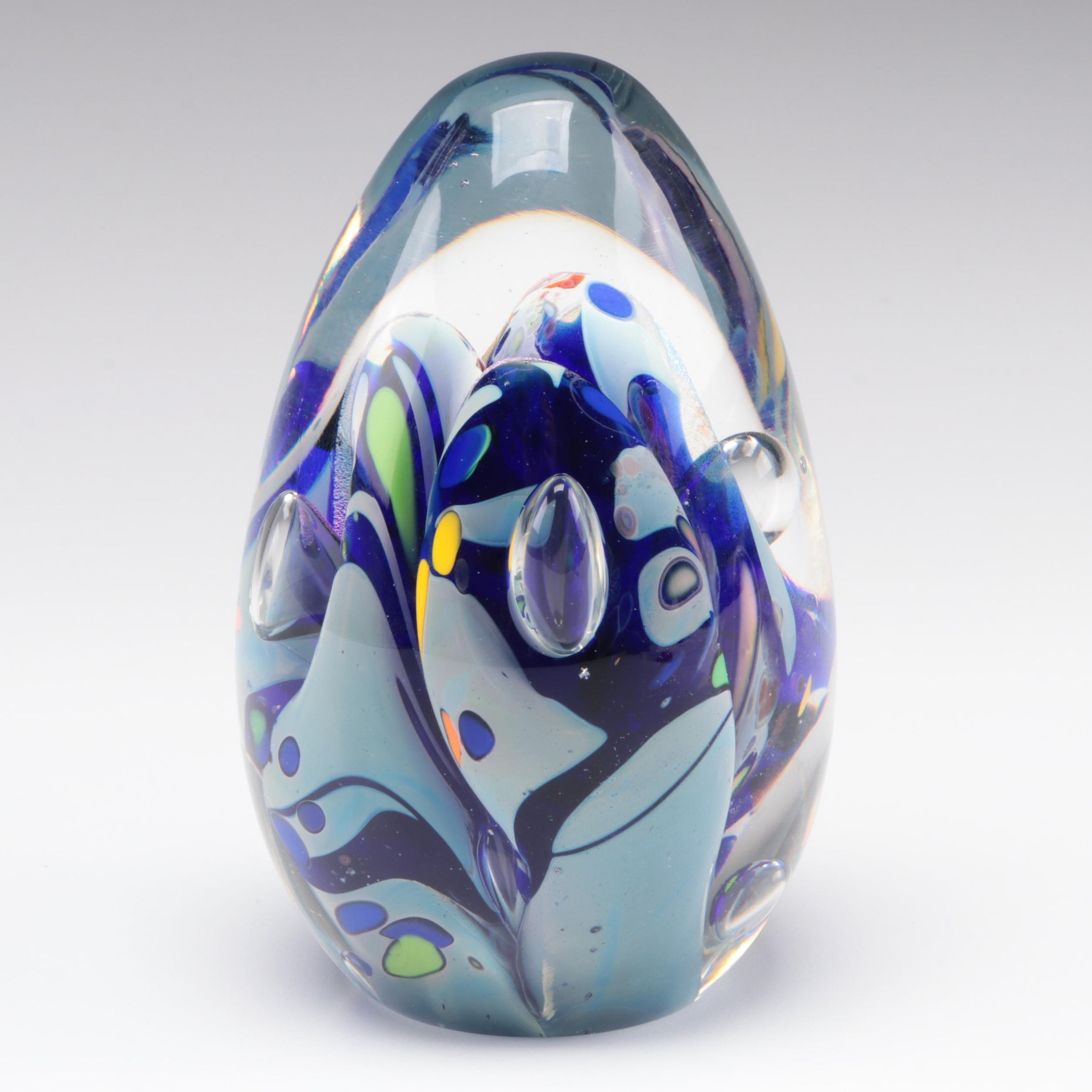 Rollin Karg Signed Blown Dichroic Glass Paperweight