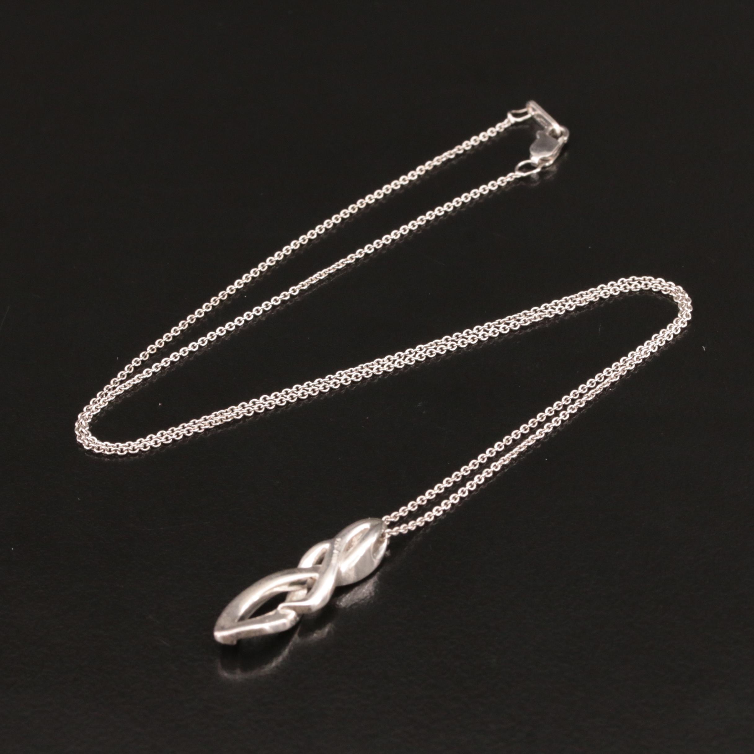 Sterling Diamond Twist Pendant Necklace