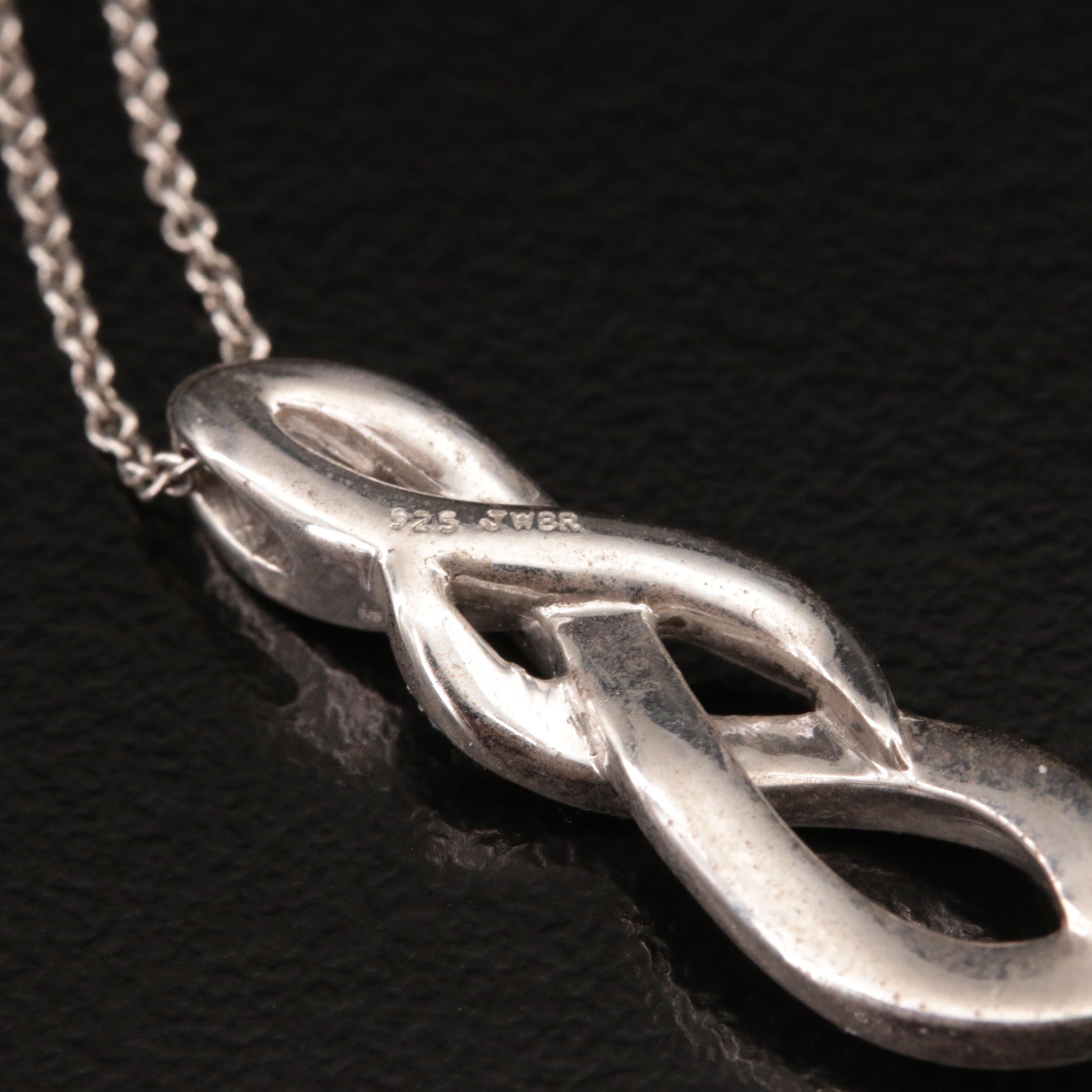 Sterling Diamond Twist Pendant Necklace