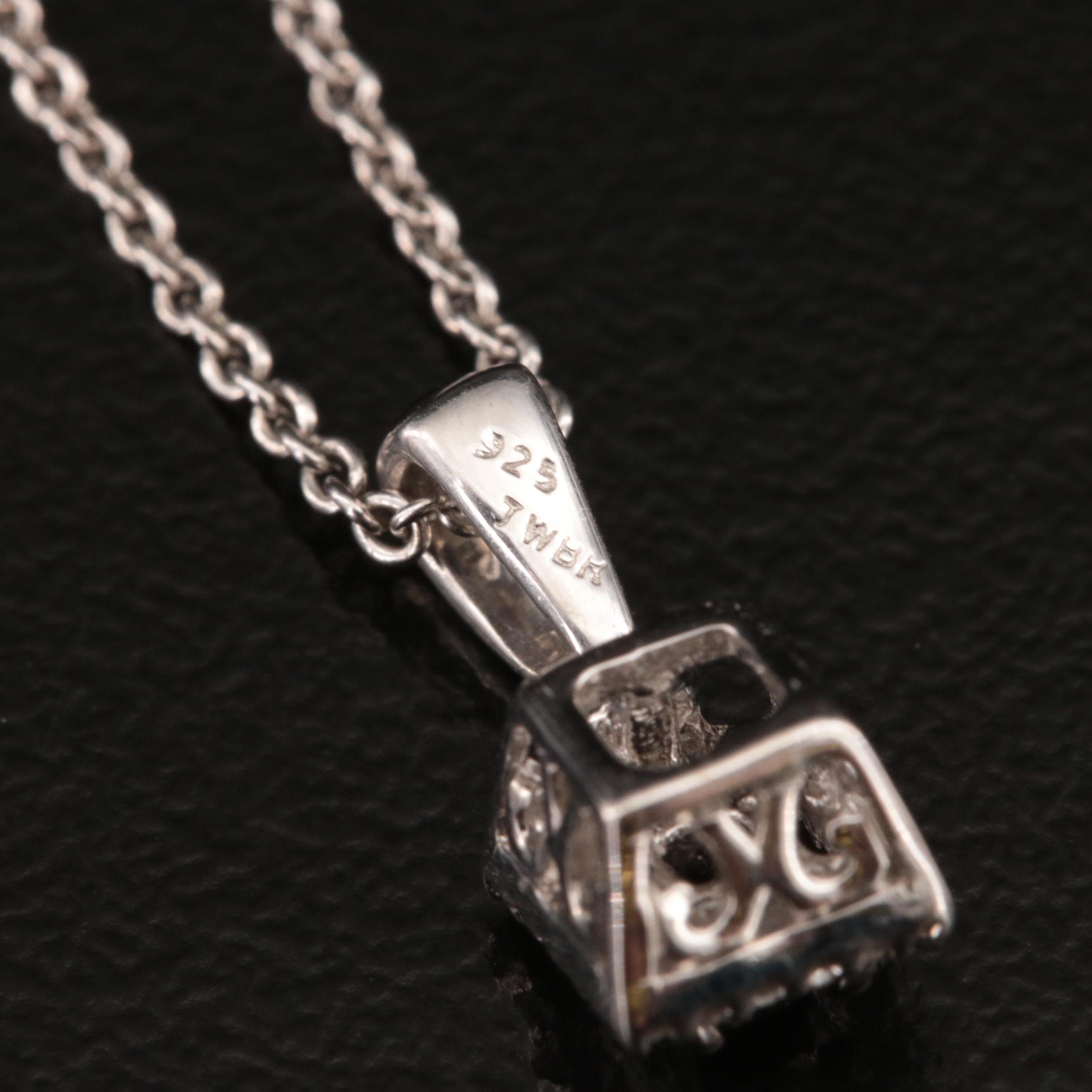 Sterling Diamond Pendant Necklace