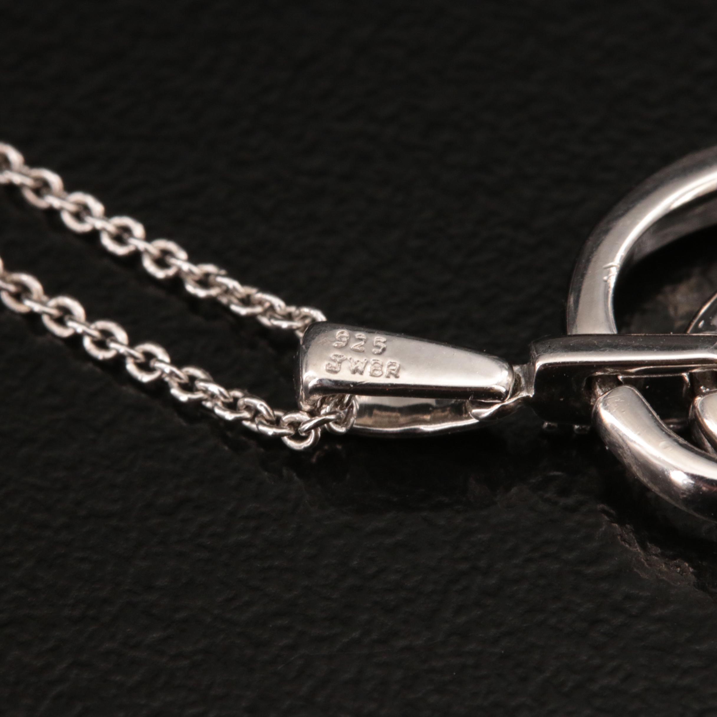 Sterling Diamond Double Heart Pendant Necklace