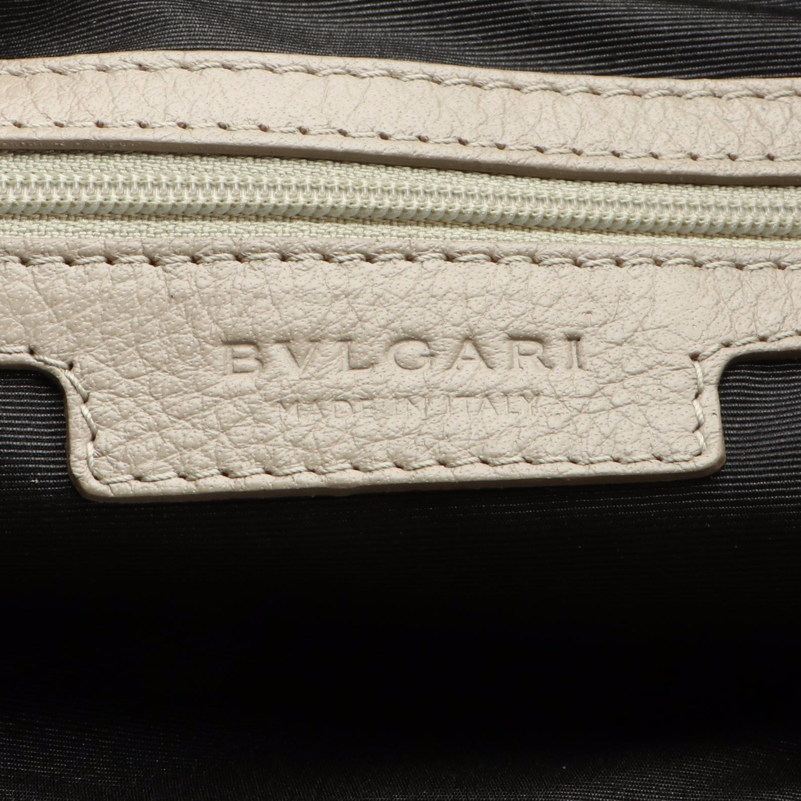 Bvlgari Slim Sotirios Tote Bag in Grey Buffalo Leather with Shoulder Strap