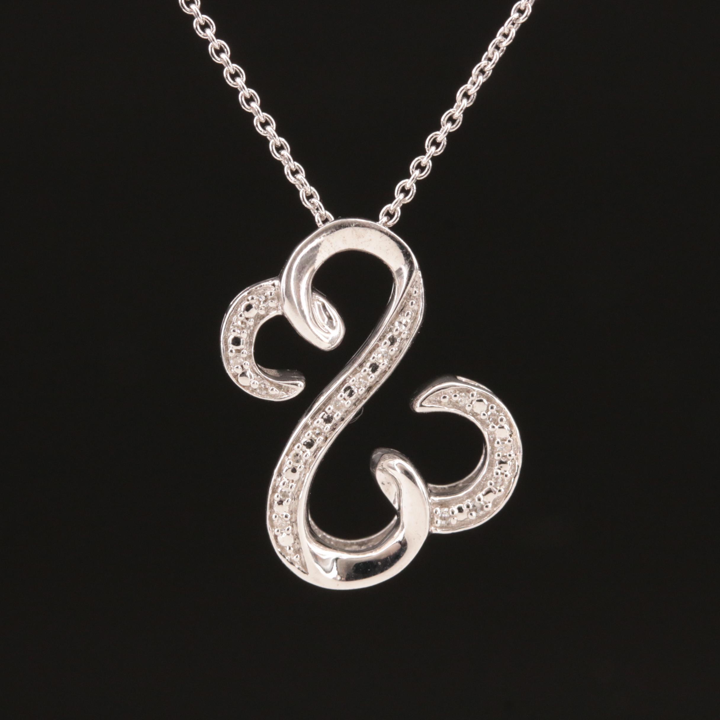 Sterling Diamond Pendant Necklace