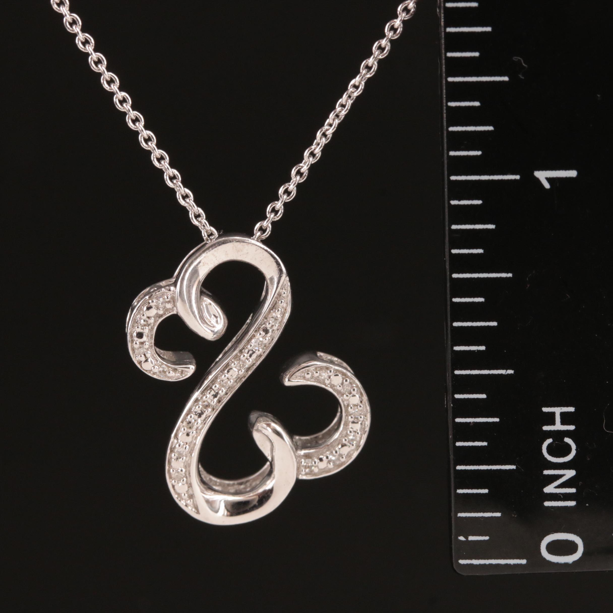 Sterling Diamond Pendant Necklace