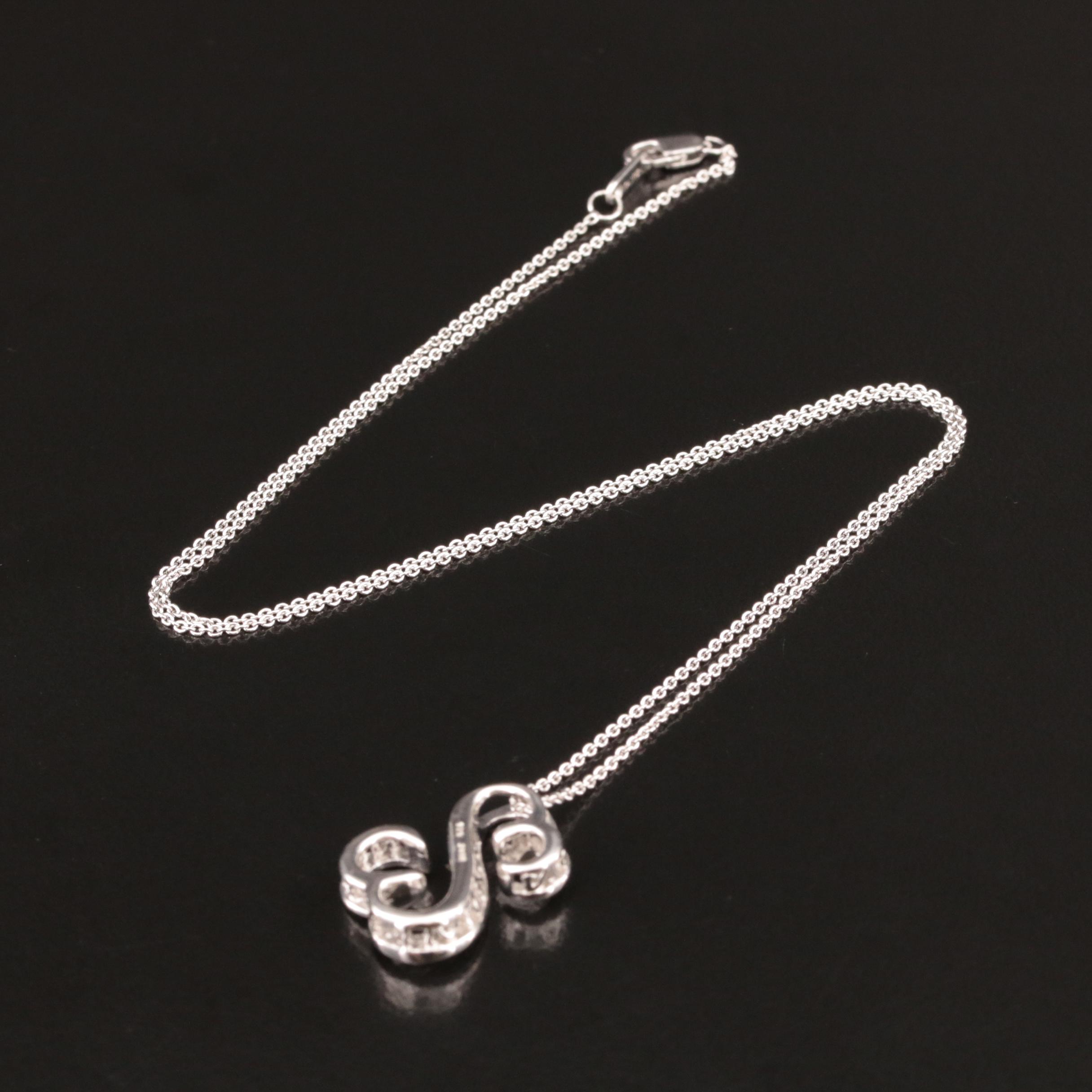 Sterling Diamond Pendant Necklace