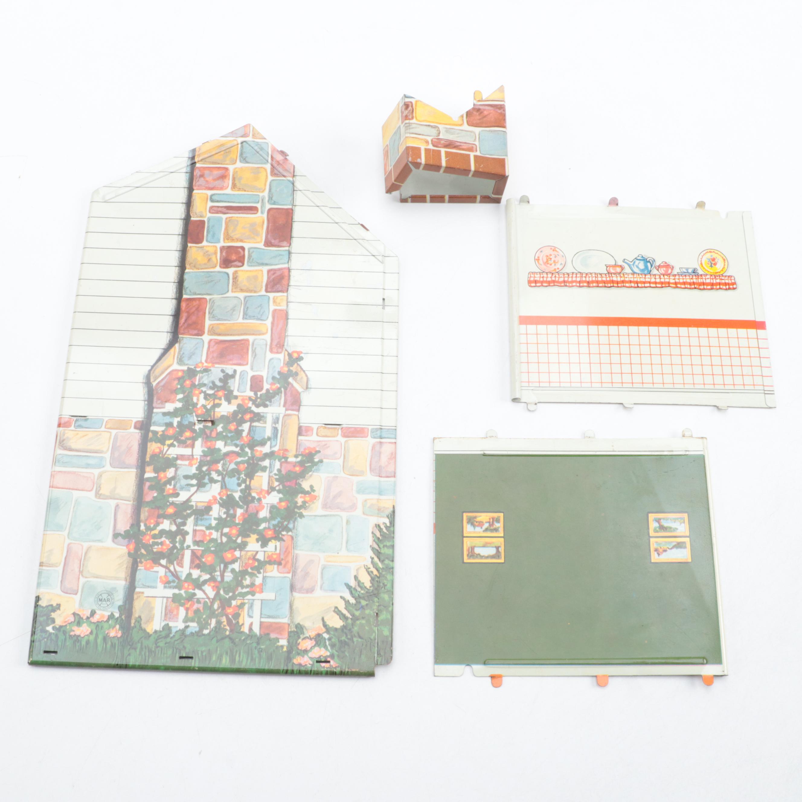 Louis Marx & Co. Metal Suburban Colonial Doll House Set, Mid-20th Century